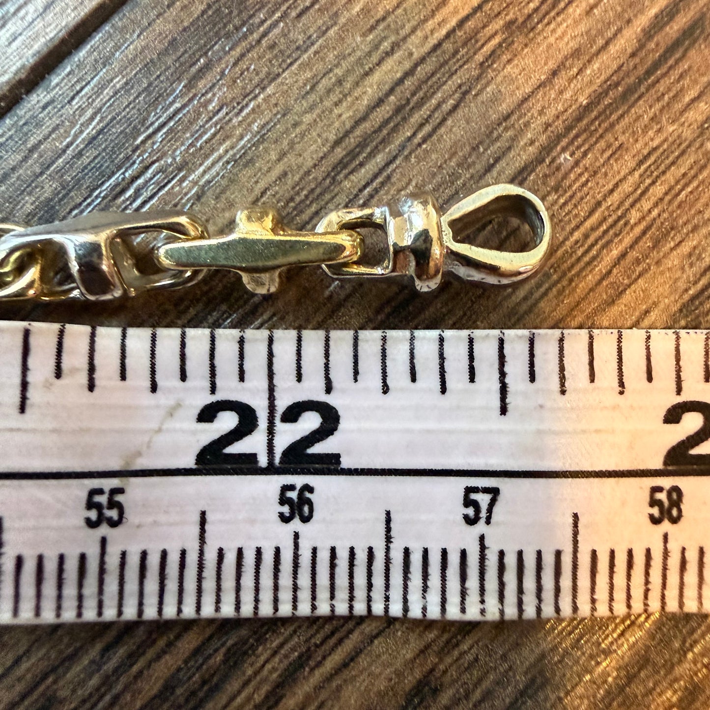 1980’s Solid 14k Two-Tone Yellow & White Gold Fancy Chaine D’ Ancre Mariner Link Necklace (22.5”)