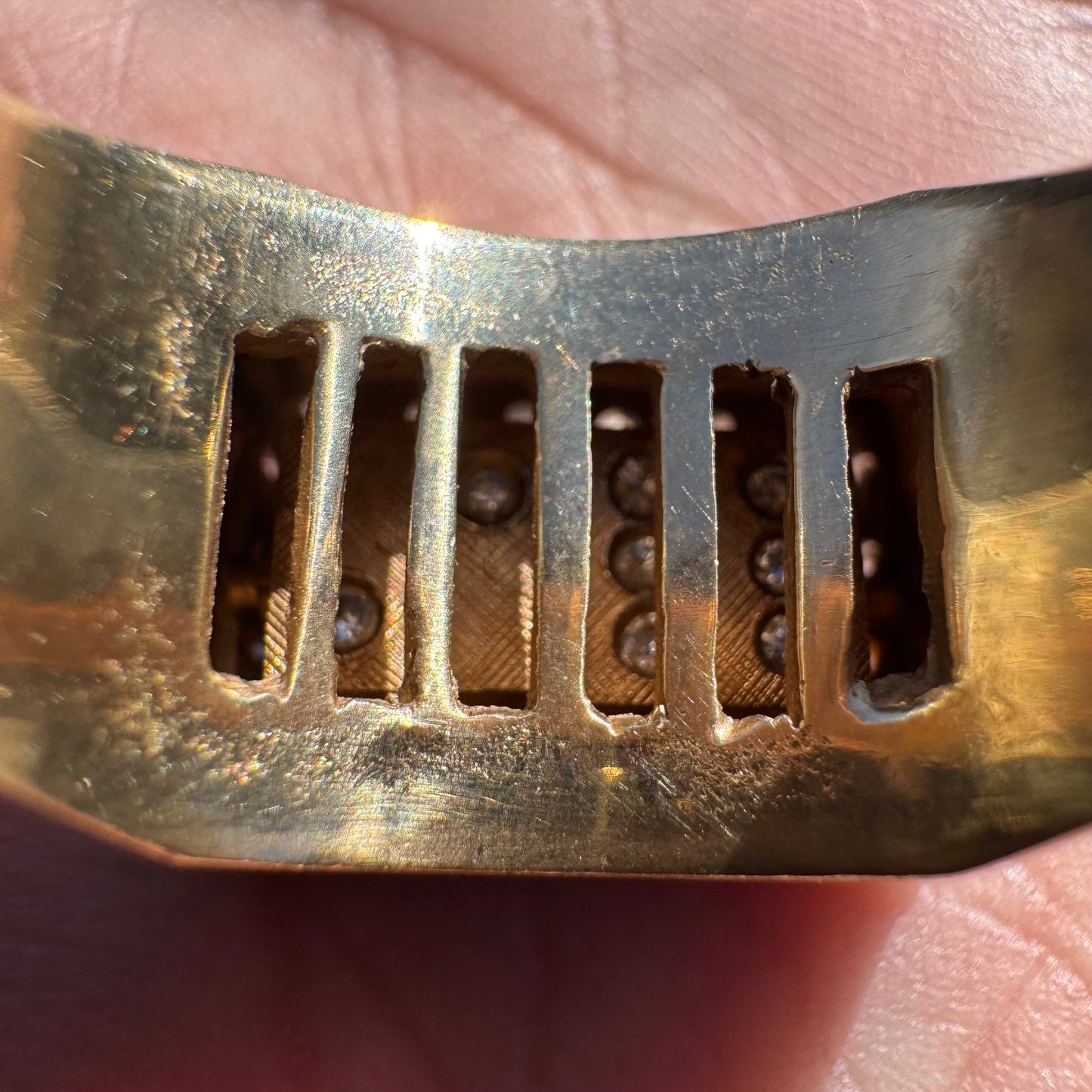 1970’s Custom Handcrafted Solid 14k Yellow Gold .50ctw Natural Diamond Spinning Dice Ring (8.25)