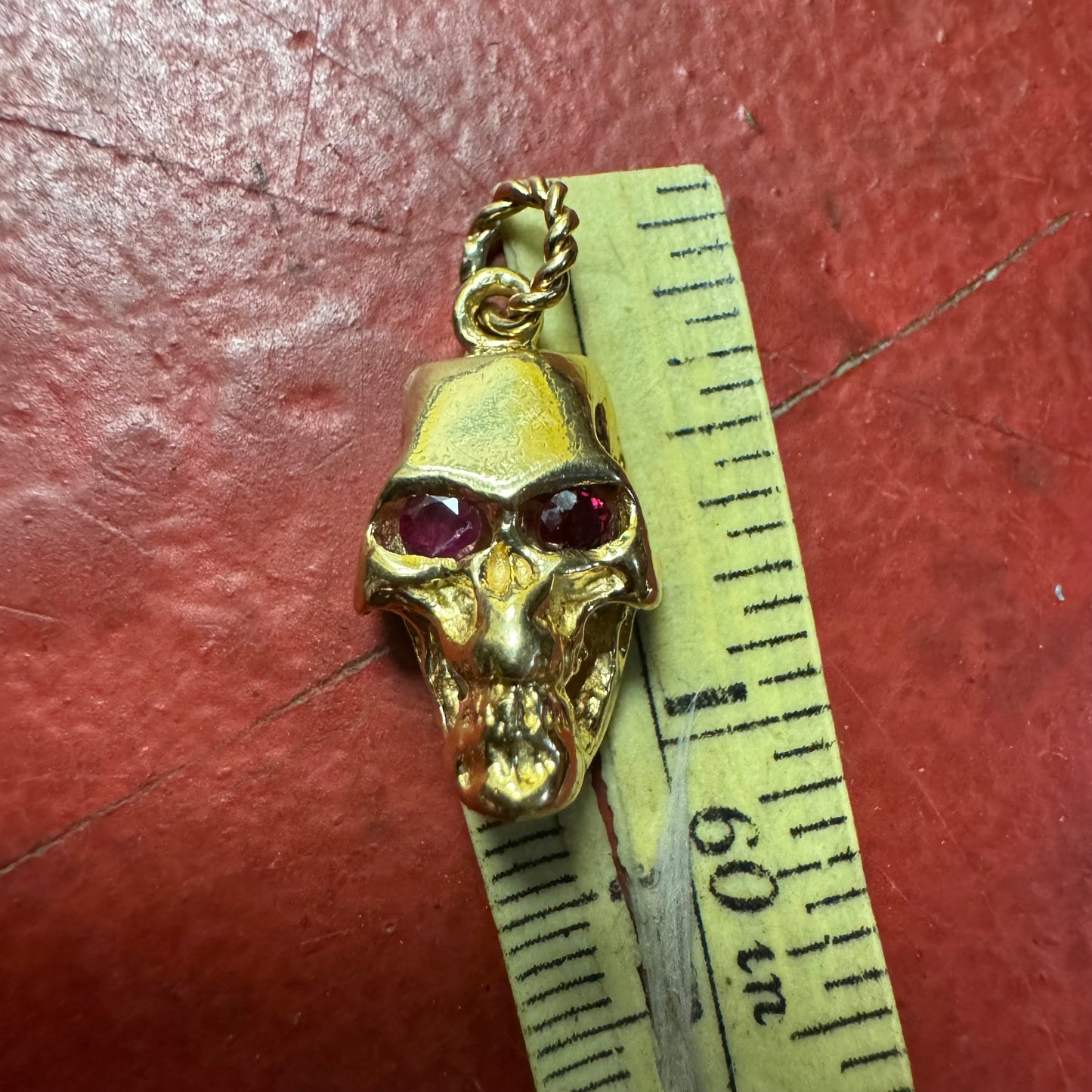 Custom 18k Yellow Gold Reaper Deaths Head Skull Pendant