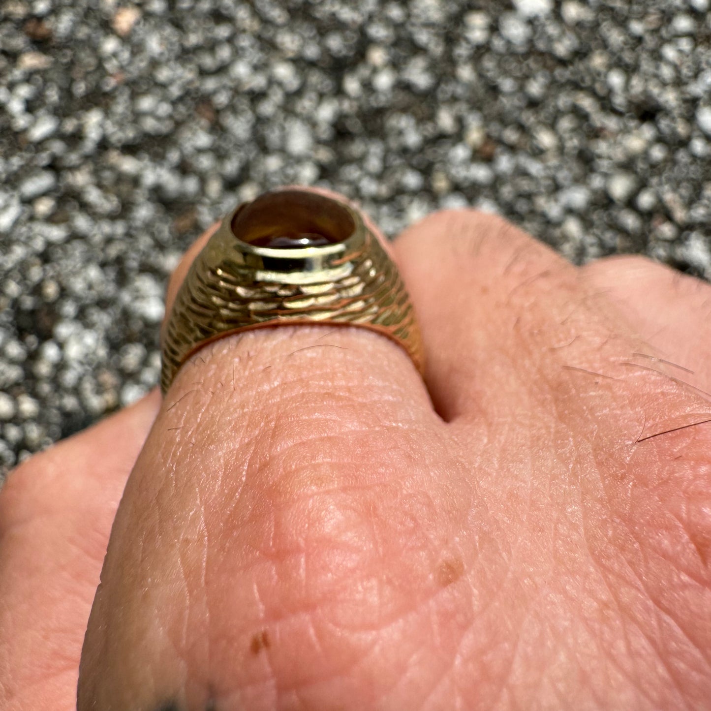 Mid-Century 10k Yellow Gold Mexican Fire Agate Signet Ring (9.75)
