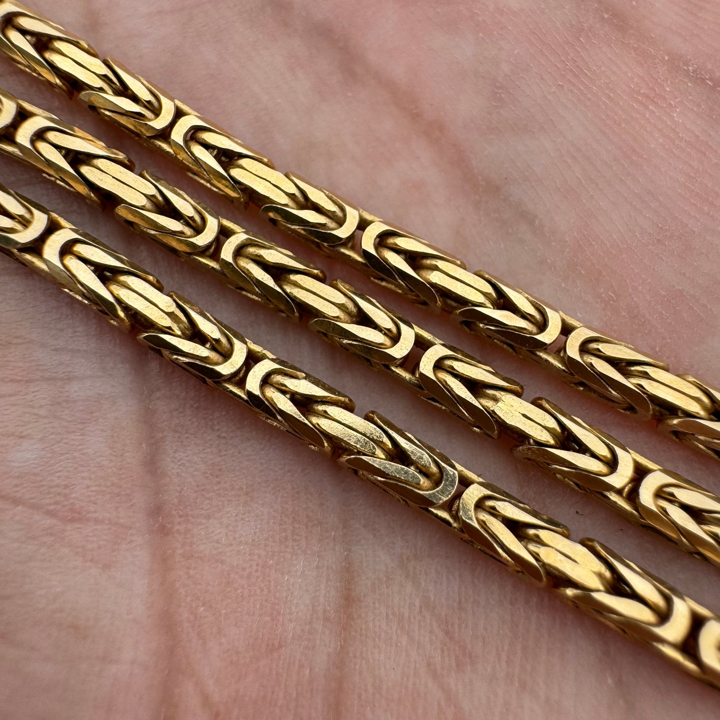 1990’s Solid 14k Yellow Gold Byzantine Link Necklace (18.25”)