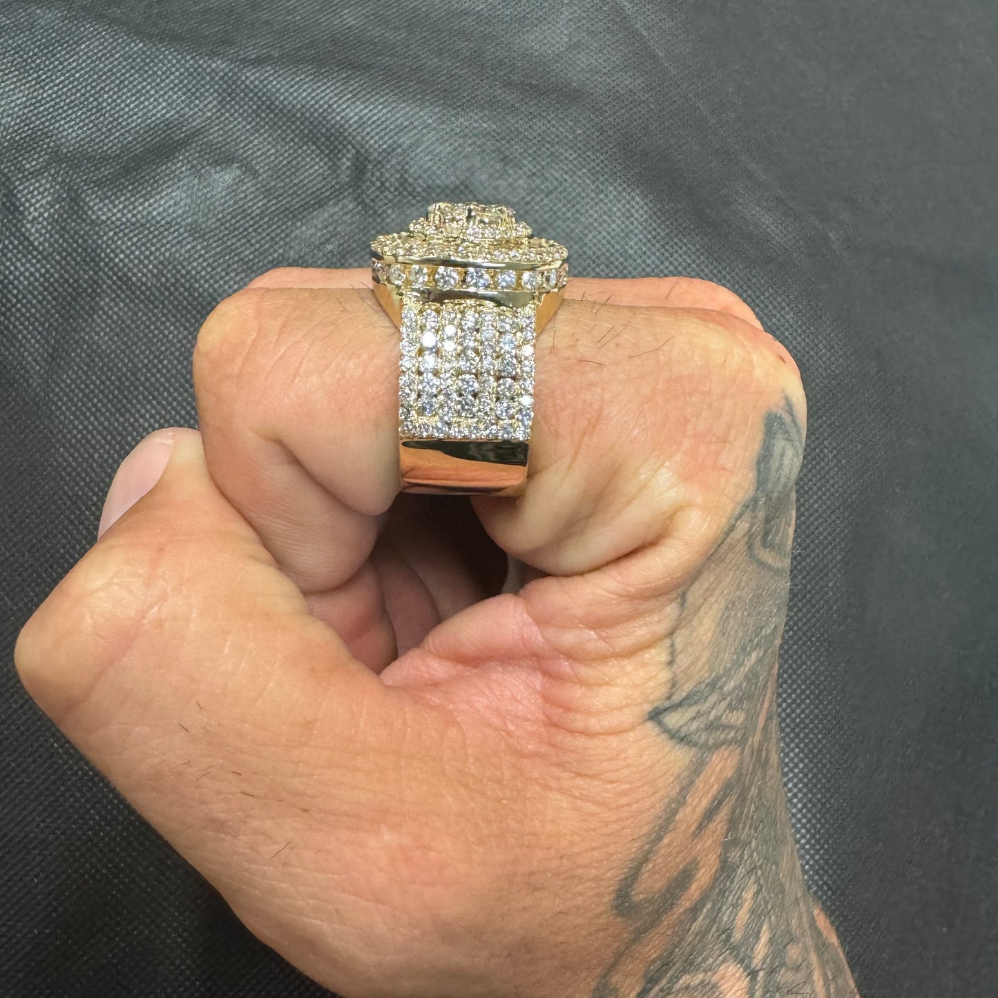 Custom 5.25ctw Natural VS Diamond Cluster 14k Yellow Gold Championship Ring (10.5)