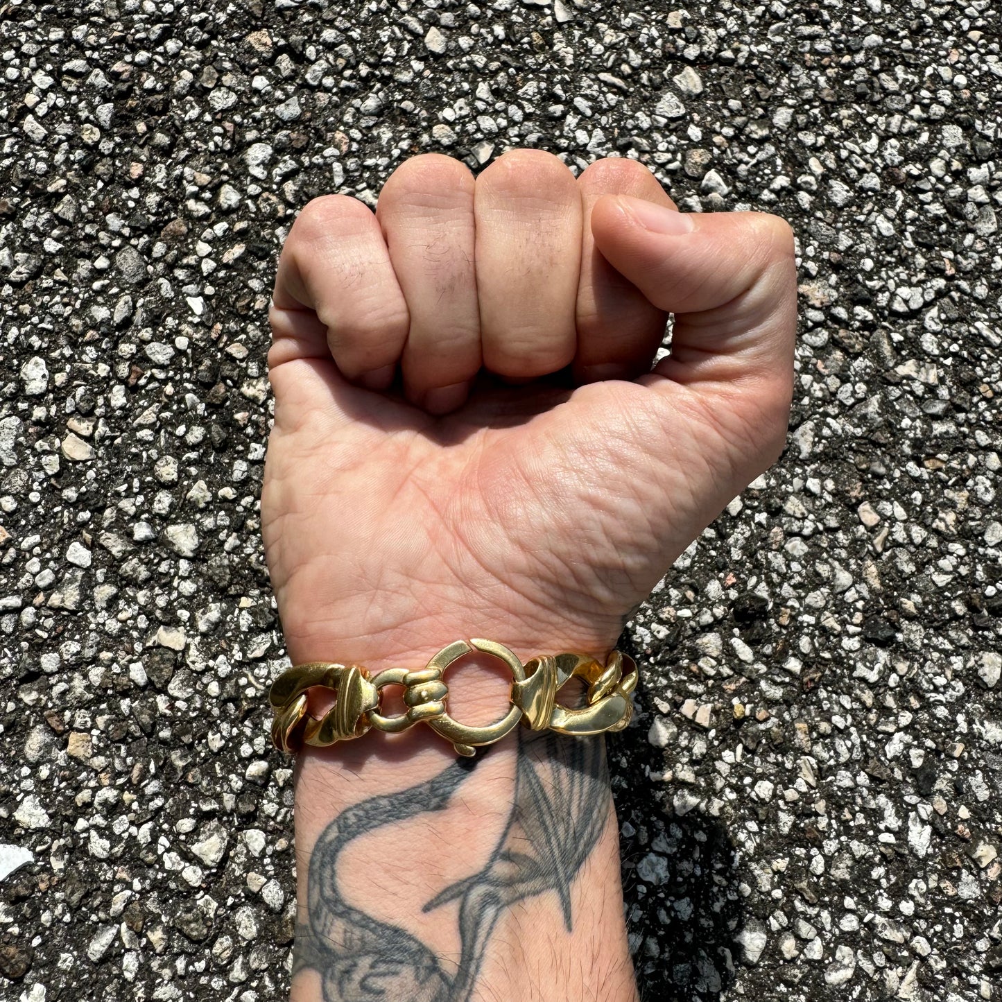 Vintage UnoAErre 18k Yellow Gold Chunky Cuban Link Bracelet (7.5”)