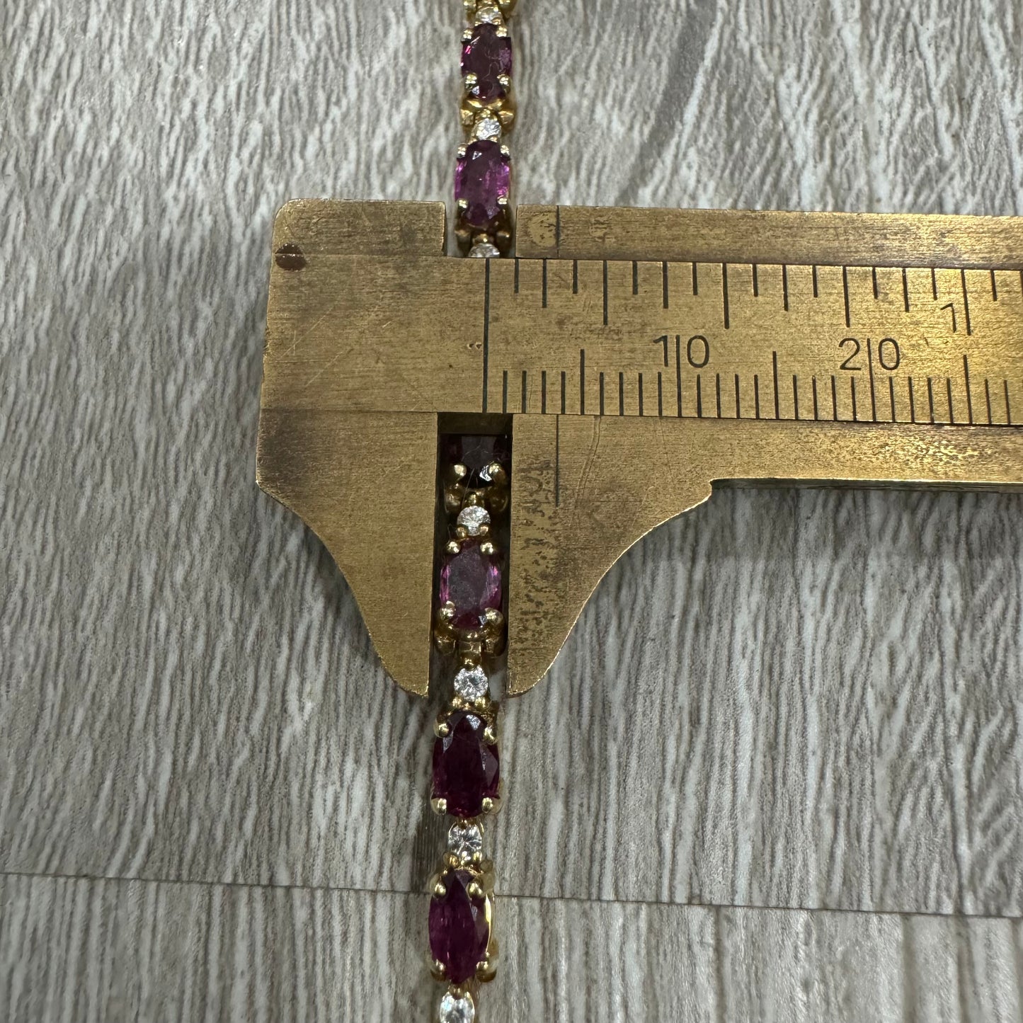 Vintage 14k Yellow Gold 6.25ctw Natural Ruby .50ctw Natural Diamond Tennis Bracelet (7.9”)