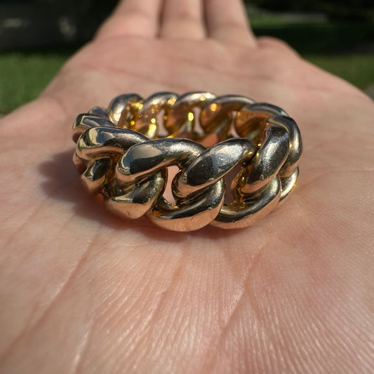 Immaculate Custom Solid 10k Yellow Gold Heavyweight Chunky Miami Cuban Link Ring (8.25)