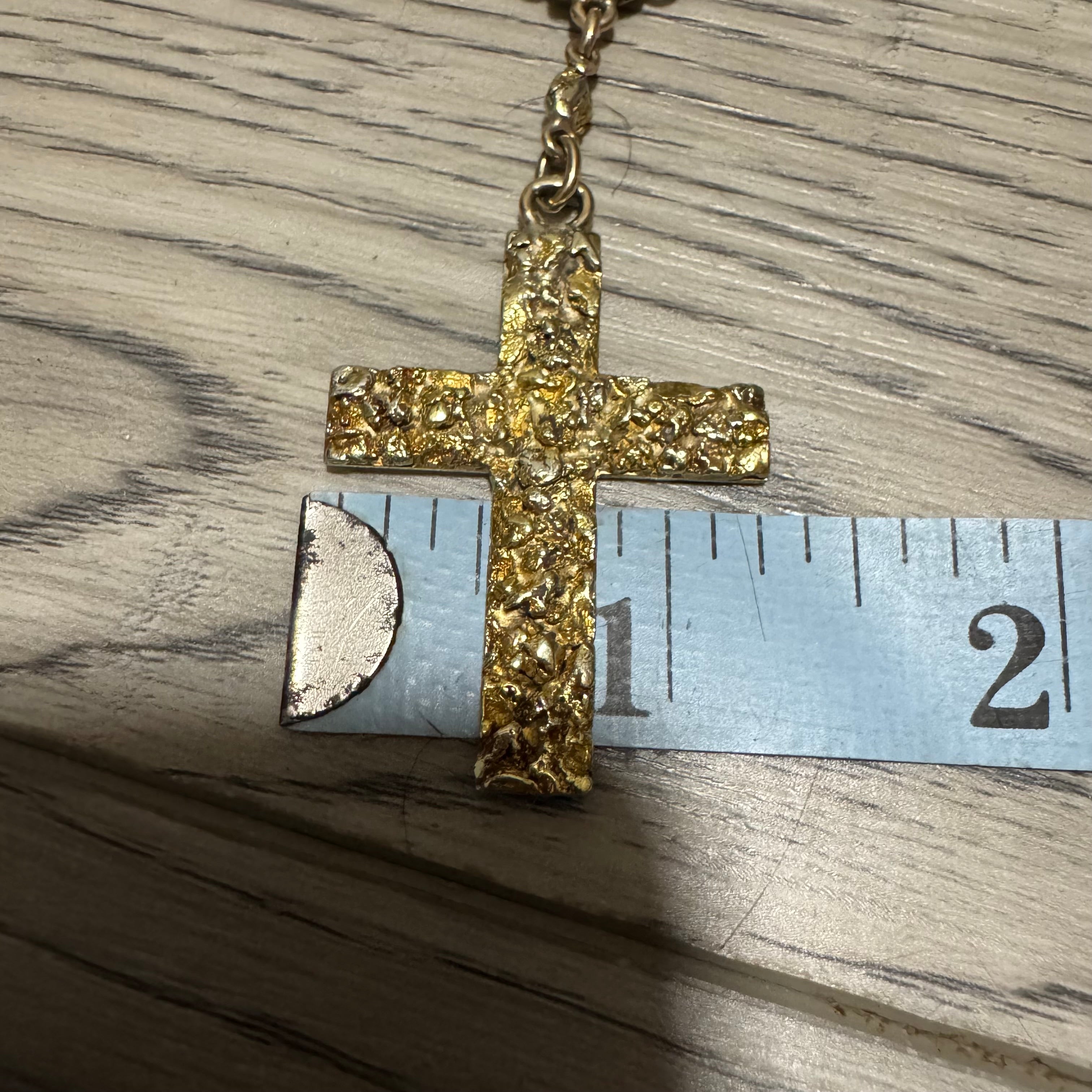 1890's Yukon Gold Rush Era Natural Raw 20k Gold Nugget Cross