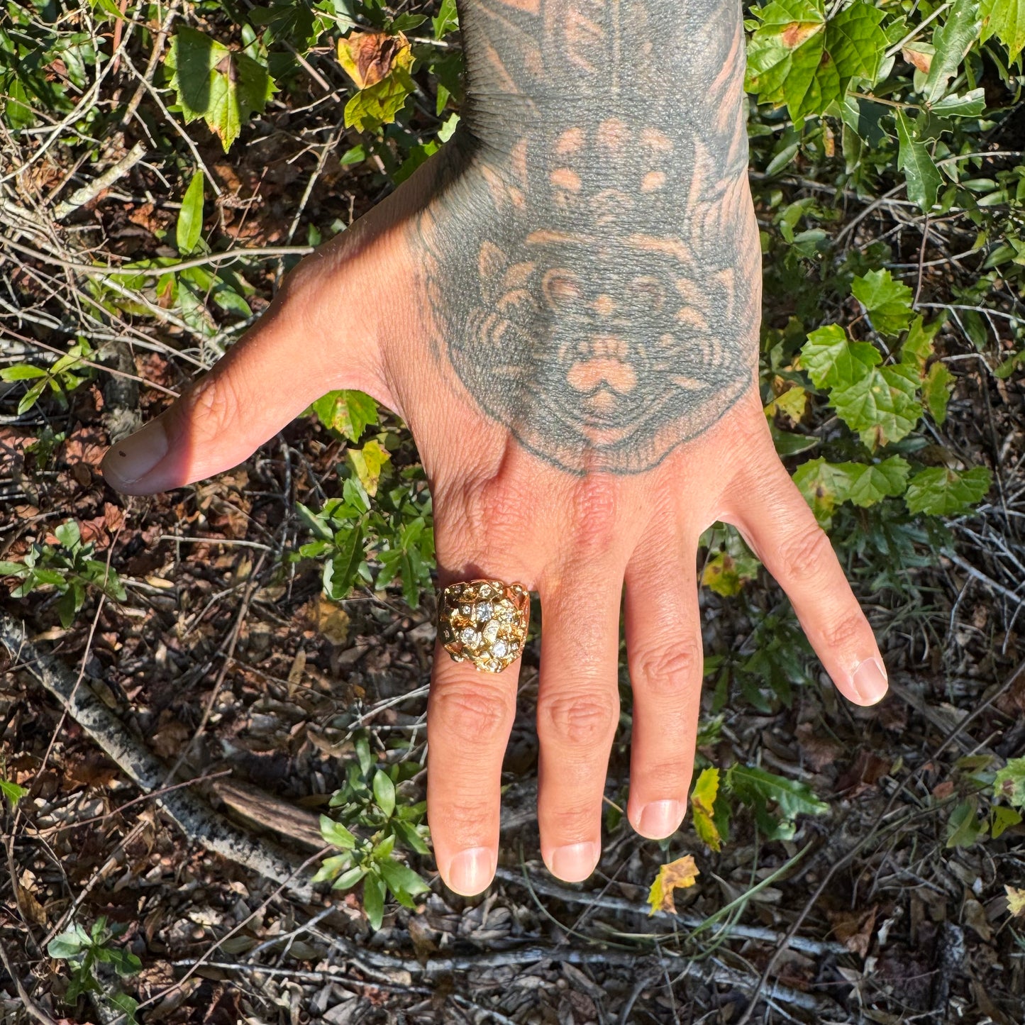 Vintage Solid 14k Yellow Gold 1.0ctw Natural Diamond Nugget Ring (9.25)