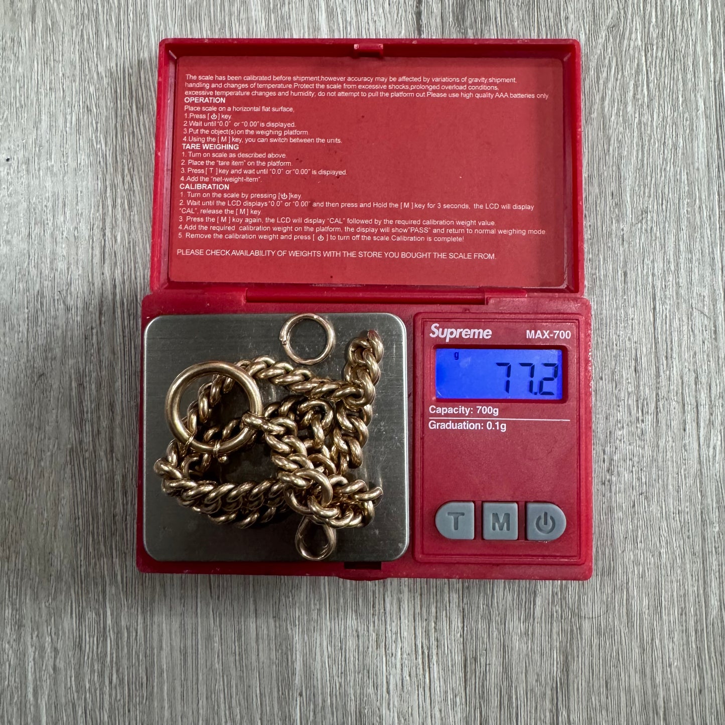 Antique Russian Hallmarked Solid 14k Gold Heavyweight Watch Chain (13.25”)