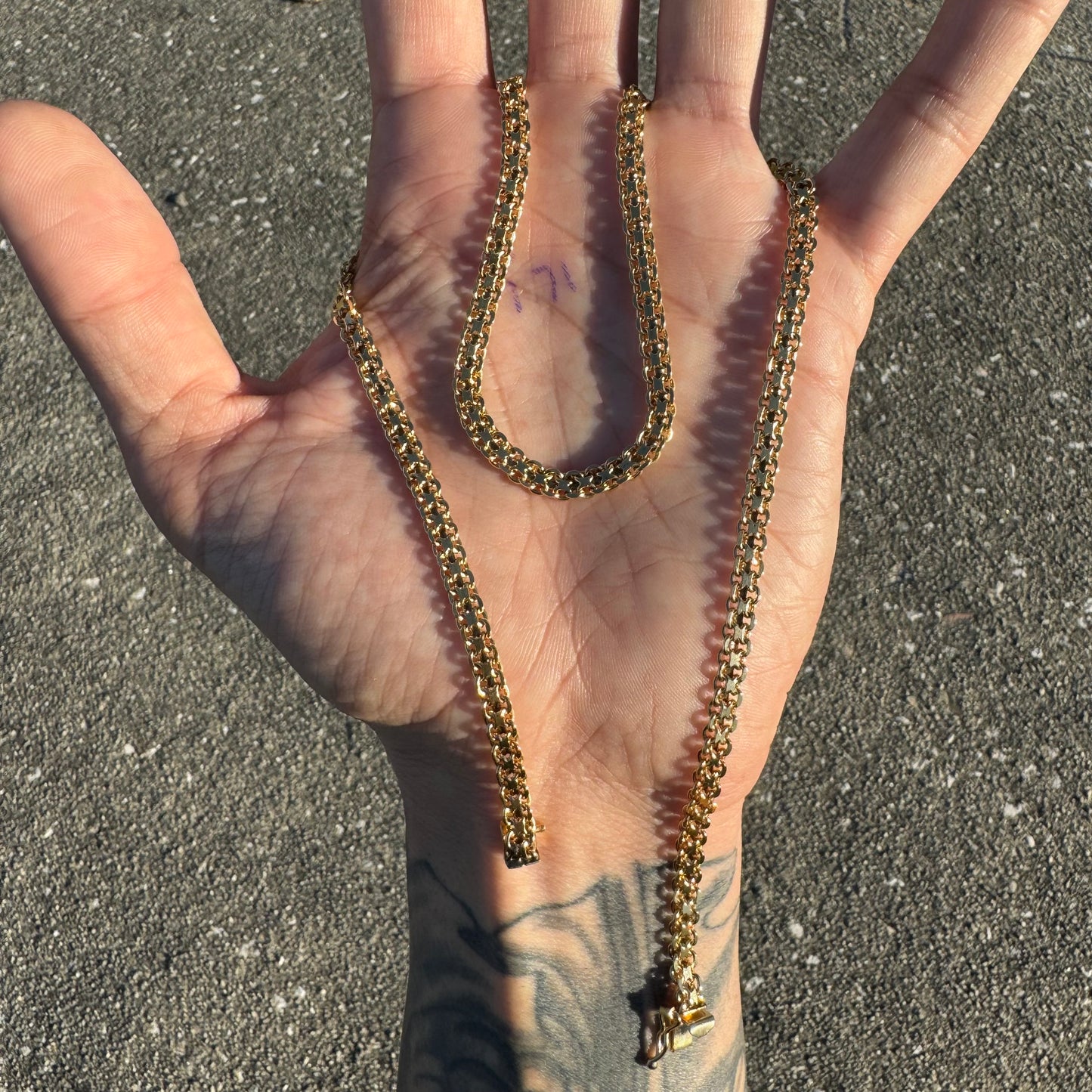 Vintage Solid 14k Yellow Gold Bismarck Link Necklace (20.25”)