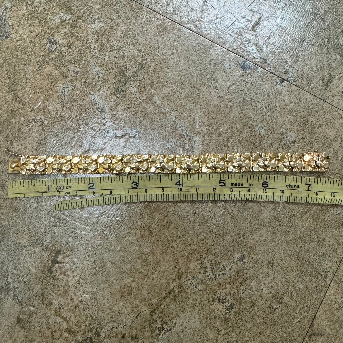 1980’s Solid 14k Yellow Gold Heavyweight Nugget Bracelet (7.25”)
