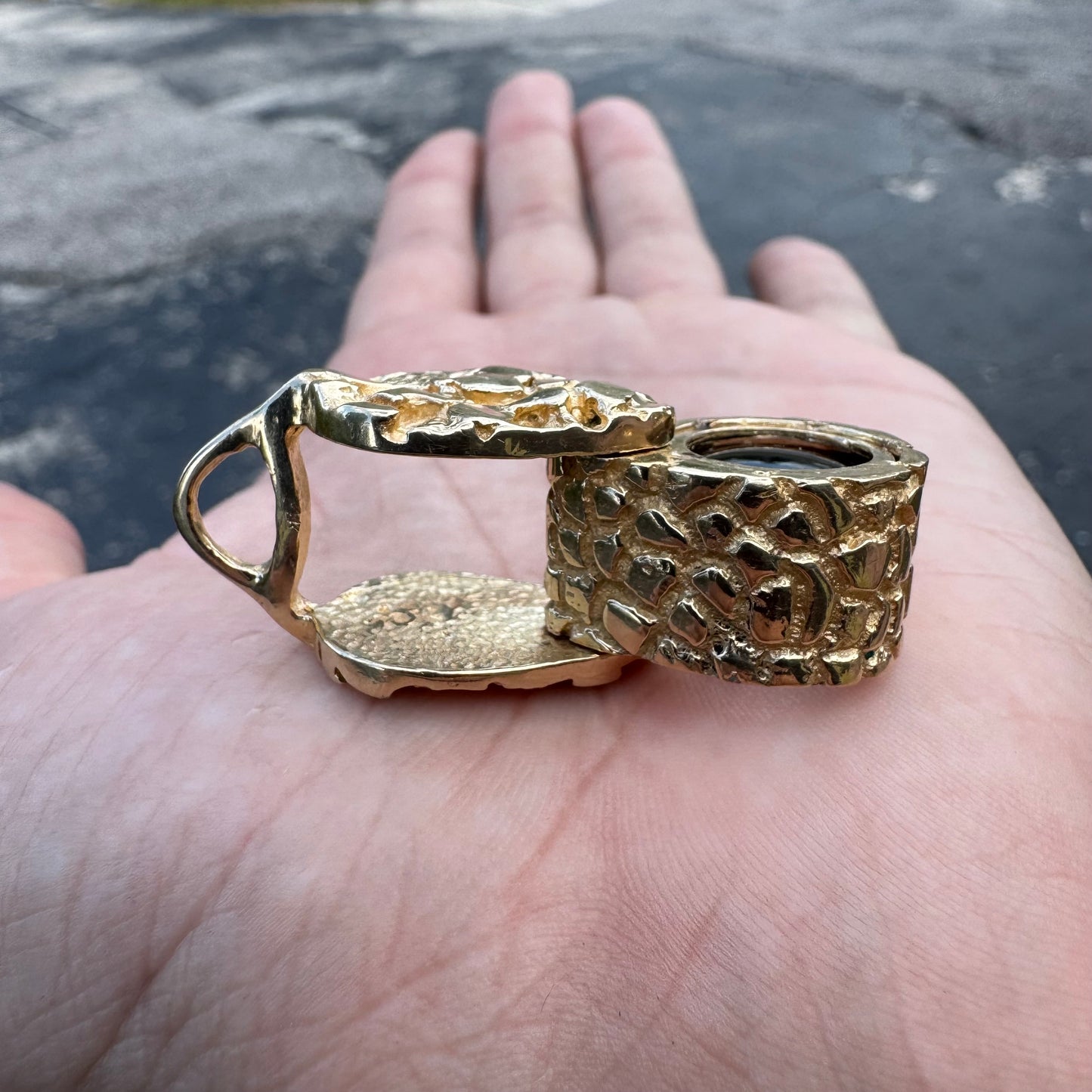 Vintage Solid 14k Yellow Gold Nugget Jewelers Loupe