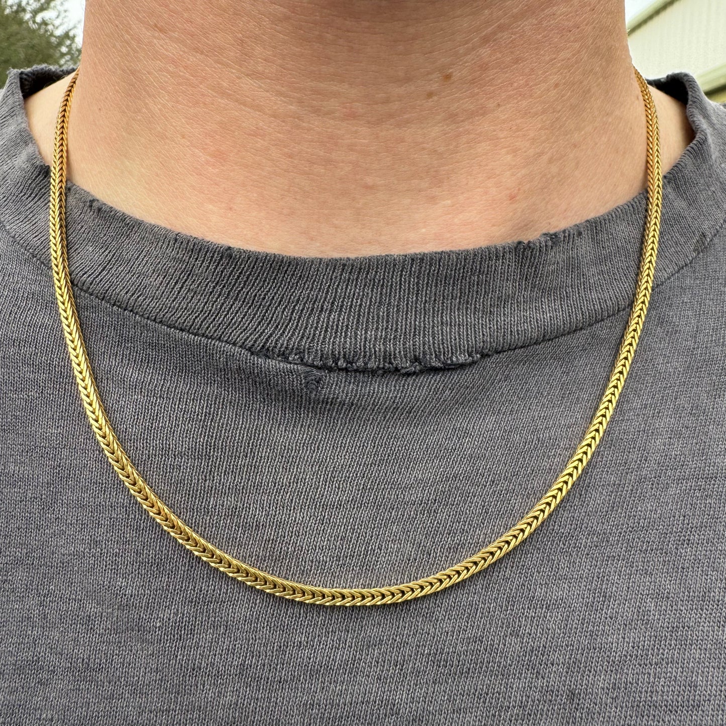 Vintage Solid 18k Yellow Gold Old School Italian Franco Link Necklace (19.5”)