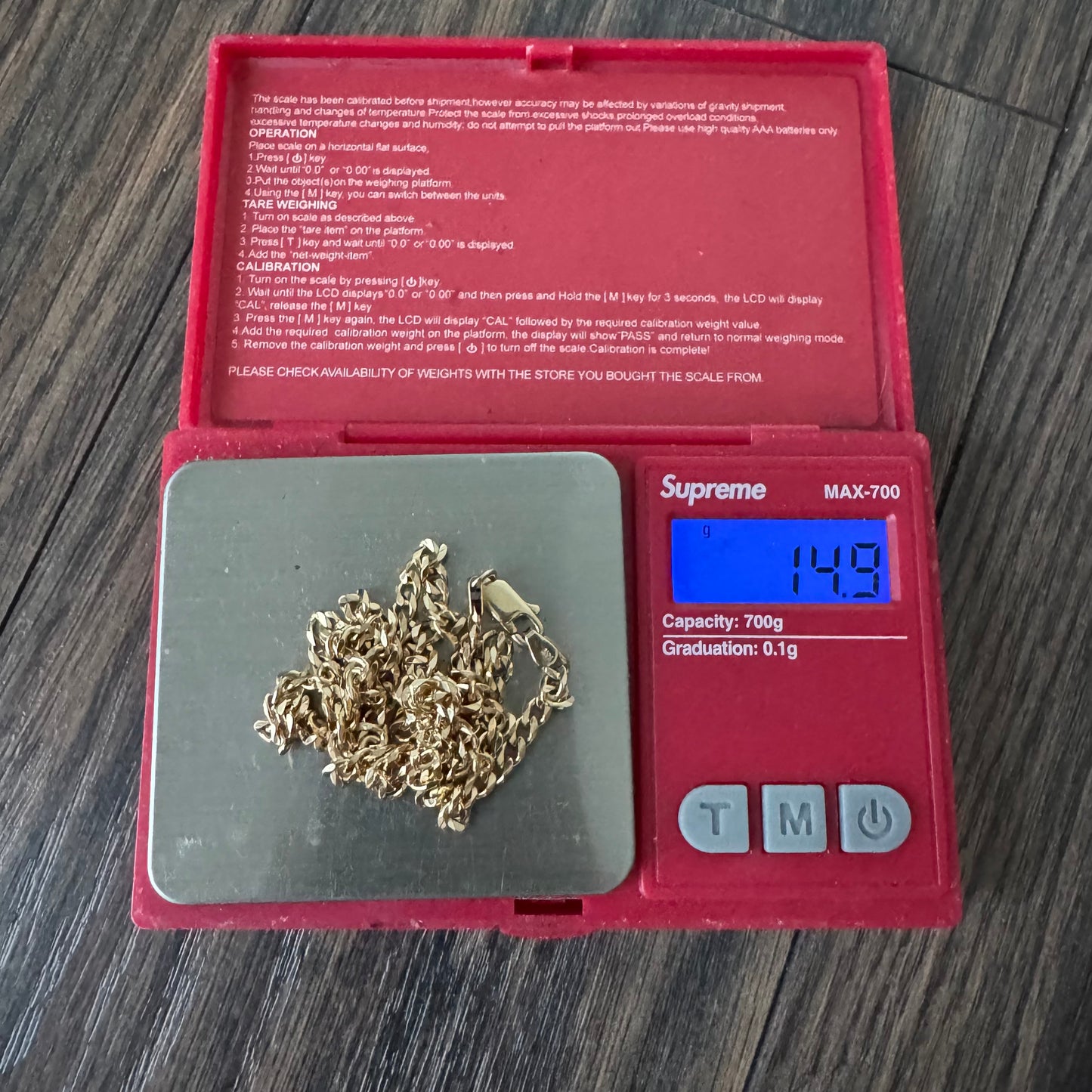 Vintage Solid 14k Yellow Gold Knife Edged Cuban Curb Link Necklace (20.5”)