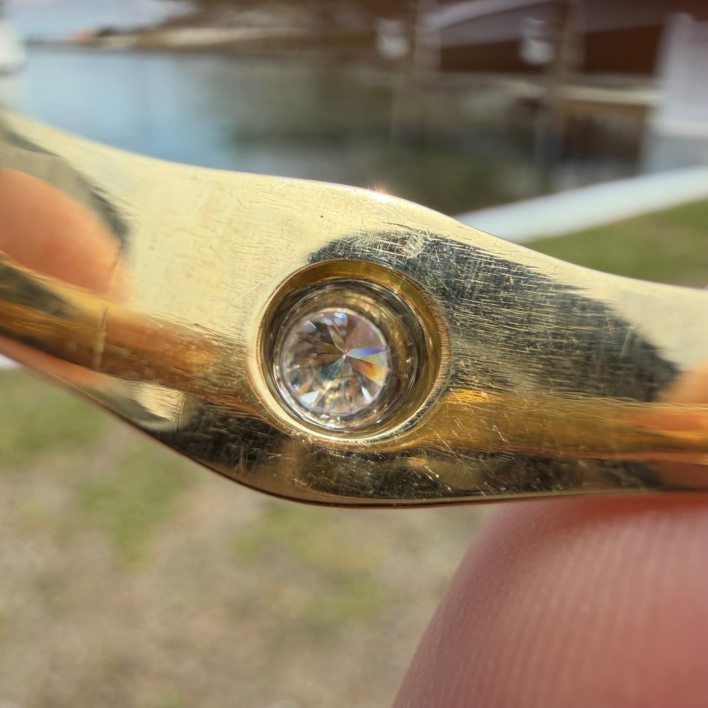 Art Deco Solid 14k Yellow Gold .40ct Natural VS Old Euro Cut Diamond Rub Over Gypsy Ring (8.5)