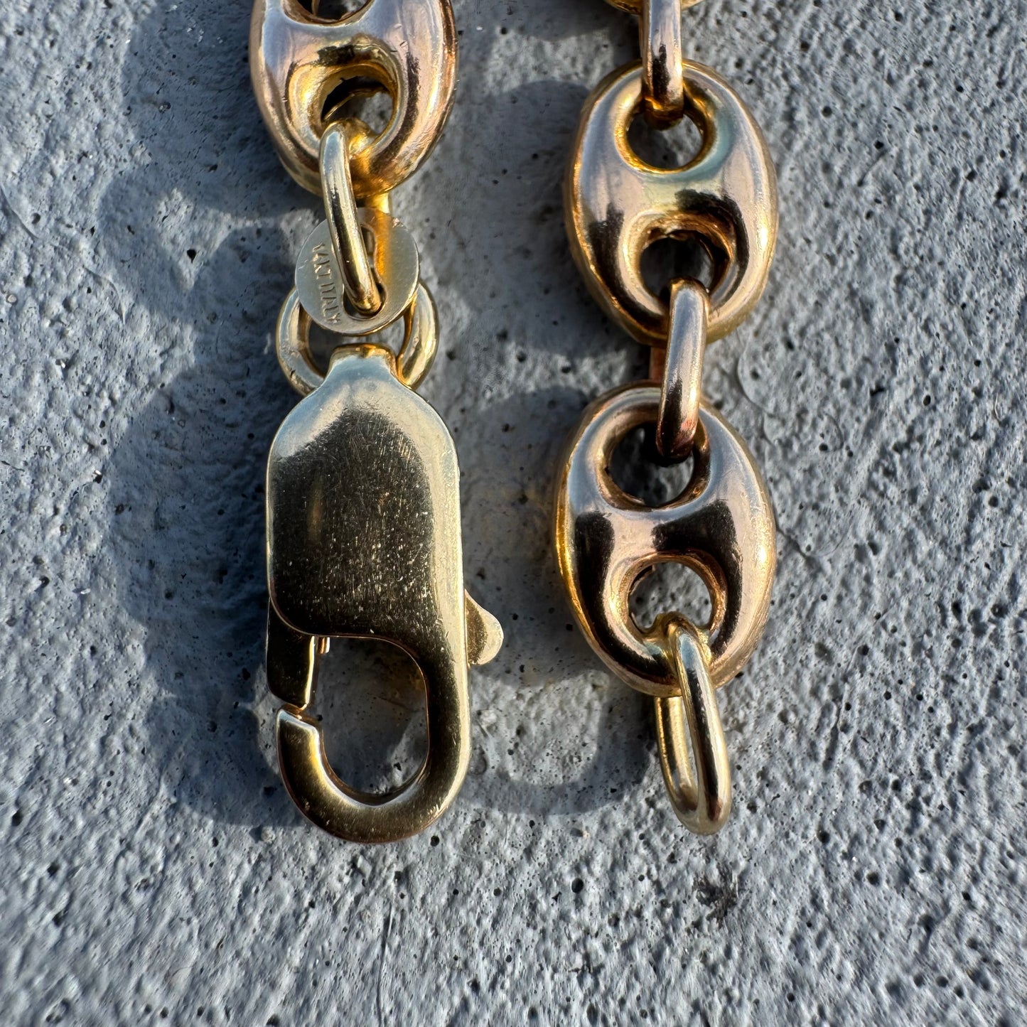 Vintage 14k Yellow Gold Italian Puffed Gucci Link Necklace (17”)