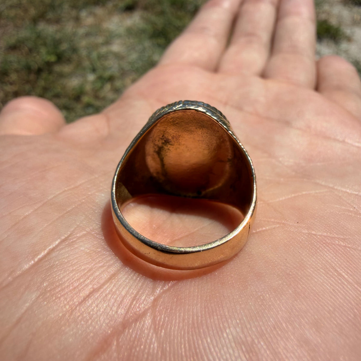 Vintage Solid 14k Yellow Gold Royston Turquoise Signet Ring (8)