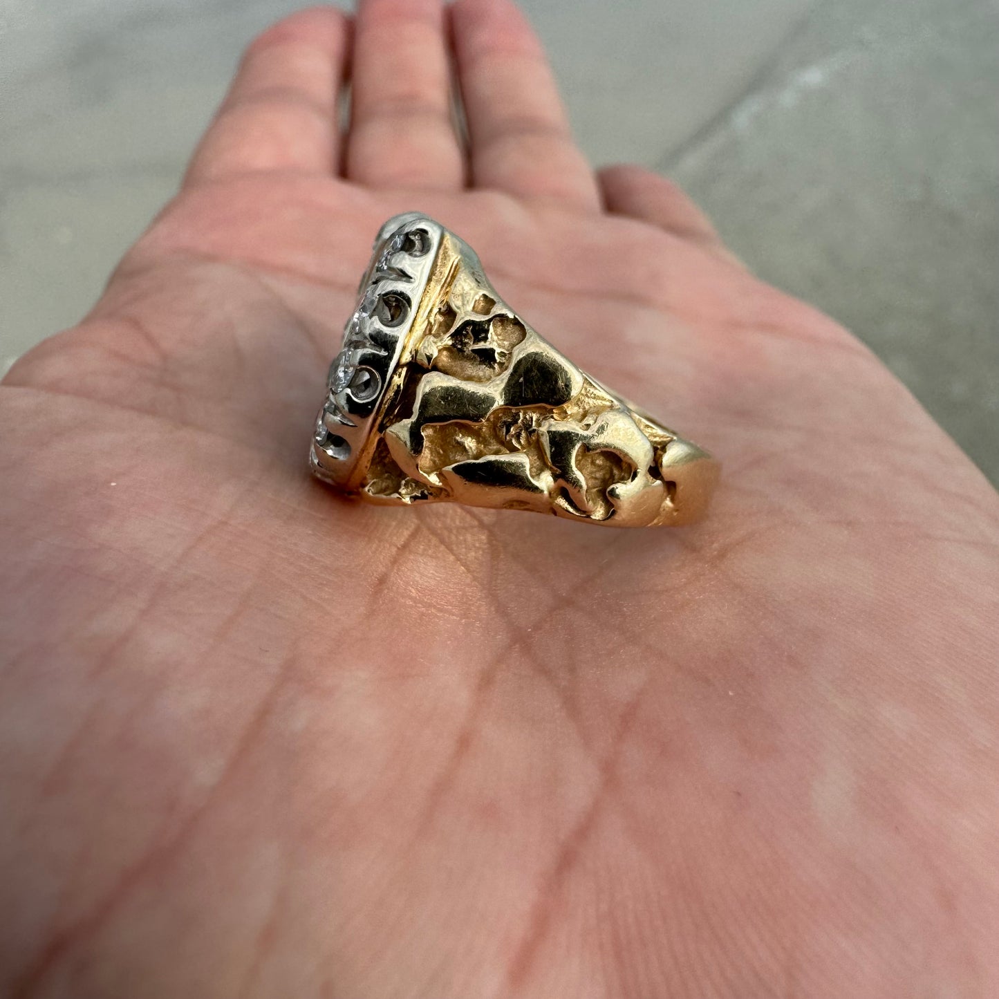 1980’s 14k Gold .77CTW Natural Diamond Horseshoe Nugget Ring (10)