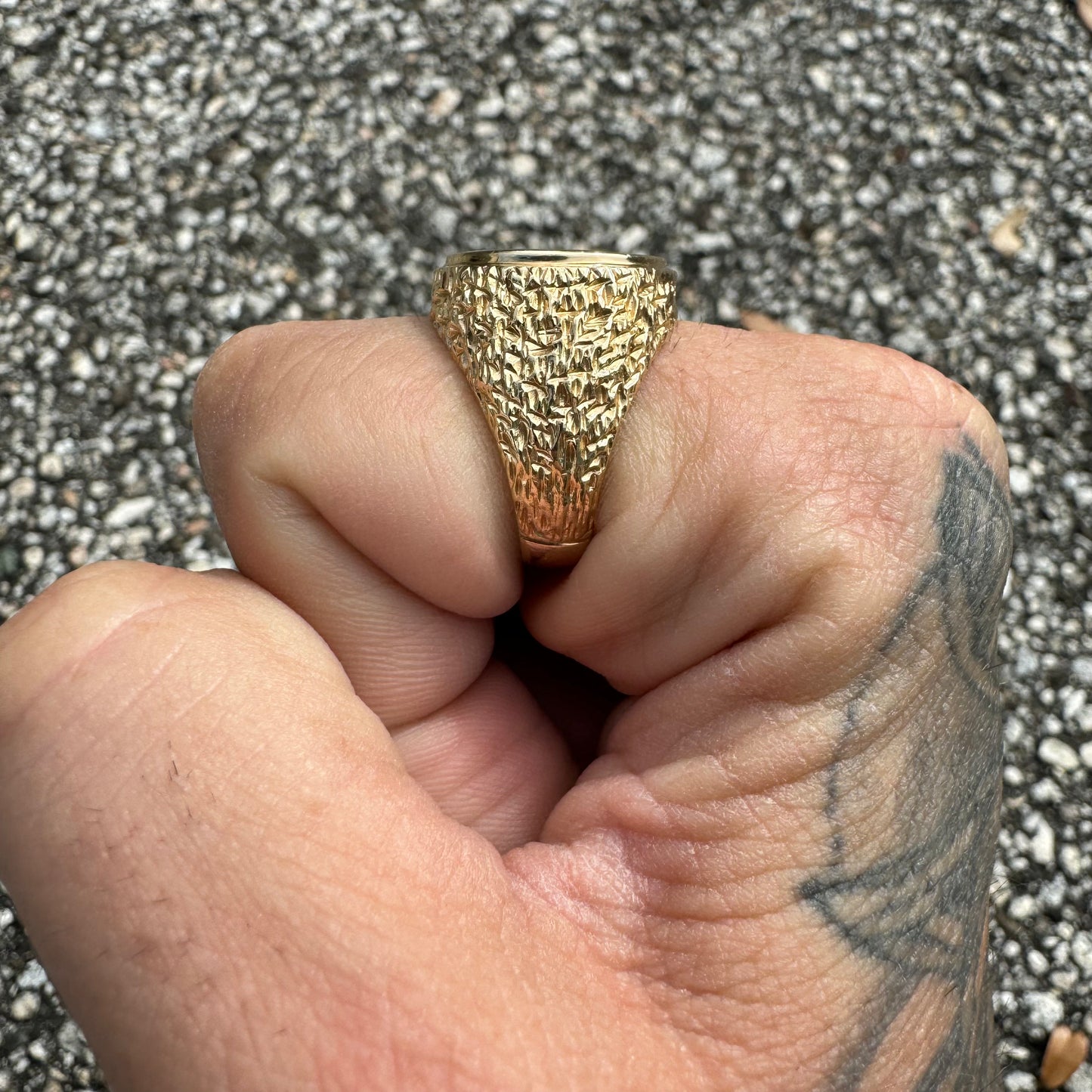 Vintage 24k Gold Credit Suisse Coin 14k Nugget Ring (8.75)