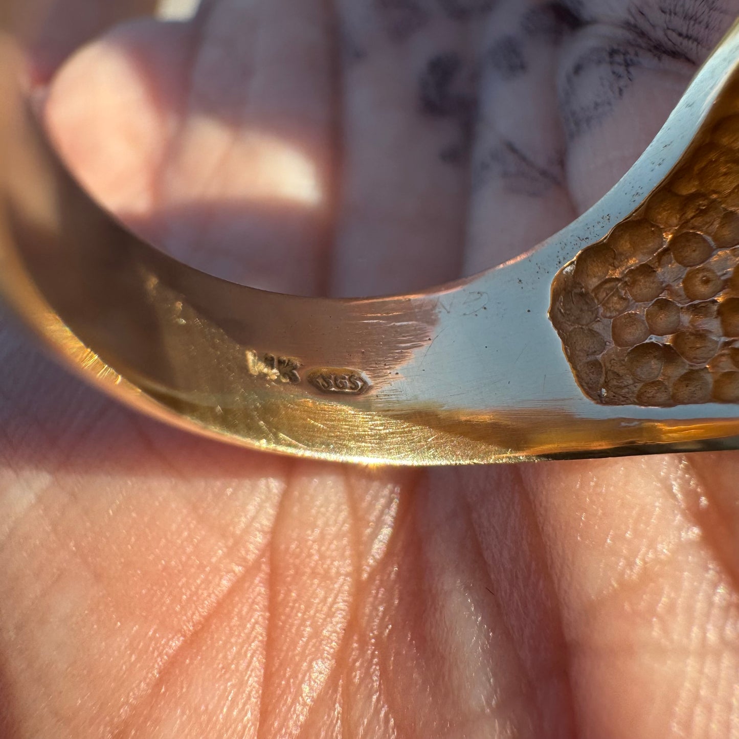 Vintage 14k Yellow Gold .35ct Natural Diamond 22k Raw Gold Nugget Inlaid Signet Ring (8.5)