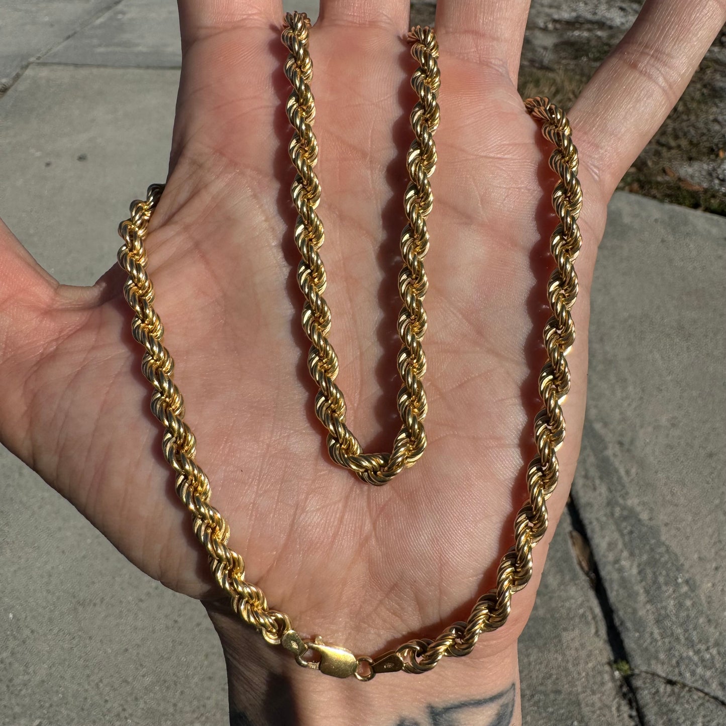 Vintage Italian 18k Yellow Gold Classic Braided Rope Chain Necklace (20”)