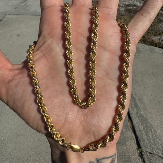Vintage Italian 18k Yellow Gold Classic Braided Rope Chain Necklace (20”)