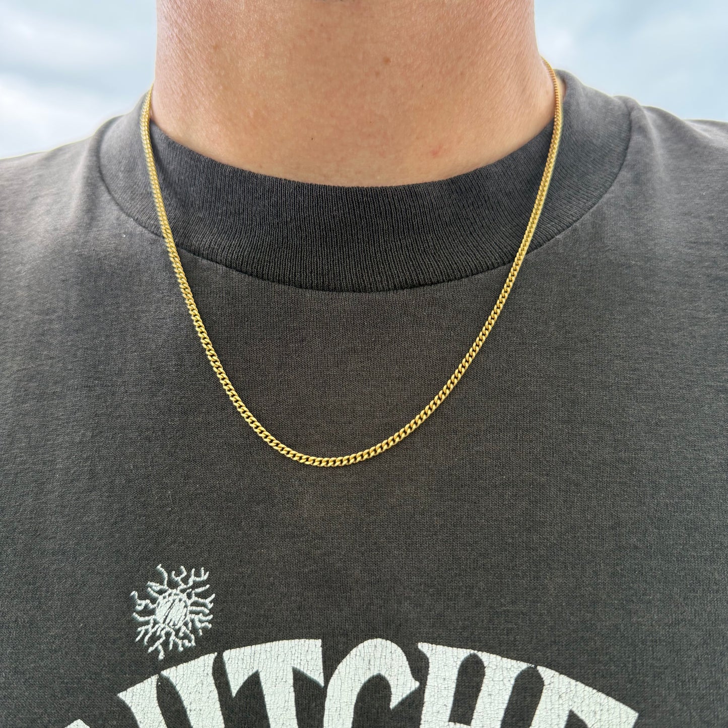 Art Deco Solid 18k Yellow Gold Cuban Curb Link Necklace By Griffith & Sons Co. (20”)