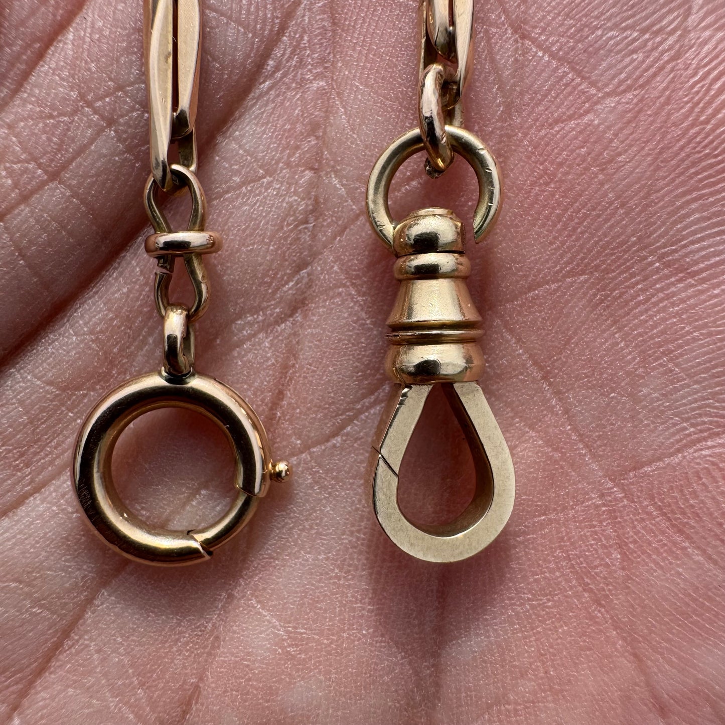 Antique Solid 14k Yellow Gold Fancy Link Watch Chain Necklace (19.5”)