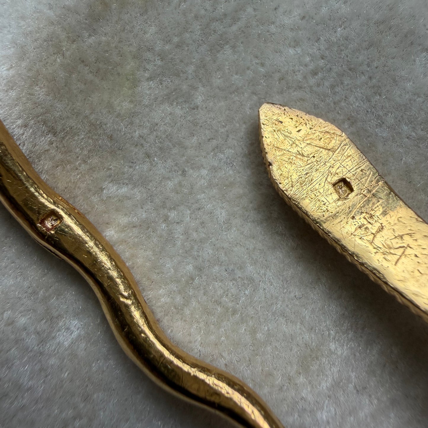 Antique Egyptian Solid 22.5k Yellow Gold Natural Rose Cut Diamond And Ruby Snake Bangle Bracelet (6.5”-8”)