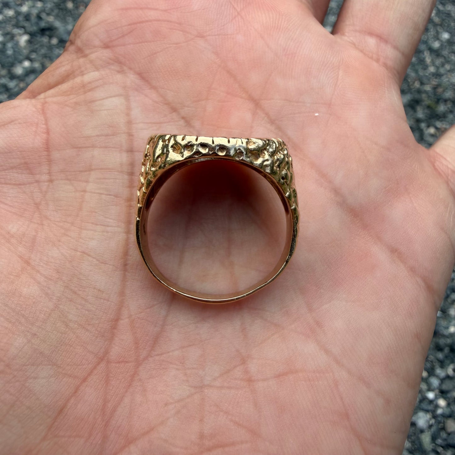 1909 Indian Head $2.50 Gold Coin 14k Yellow Gold Nugget Ring (11.5)