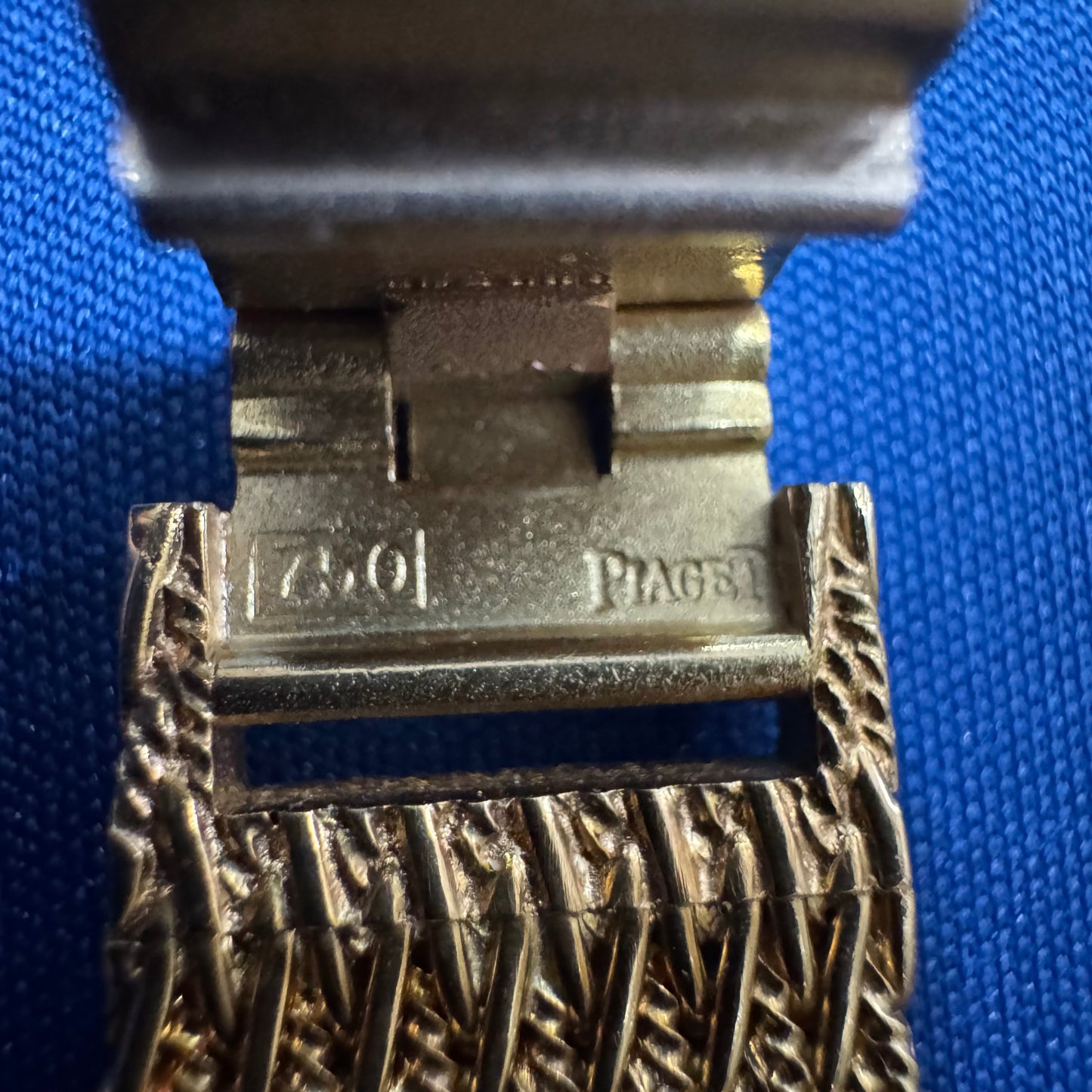 Late 1970’s/Early 1980’s Piaget Solid 18k Yellow Gold Factory Diamond Bezel Falcons Eye Stone Dial 9908 D11 Watch (7.5”)