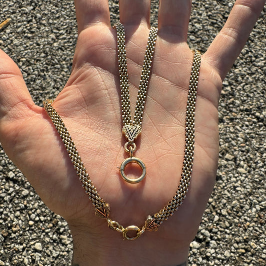 Antique Victorian 10k Yellow Gold Black Enamel Necklace (19”)