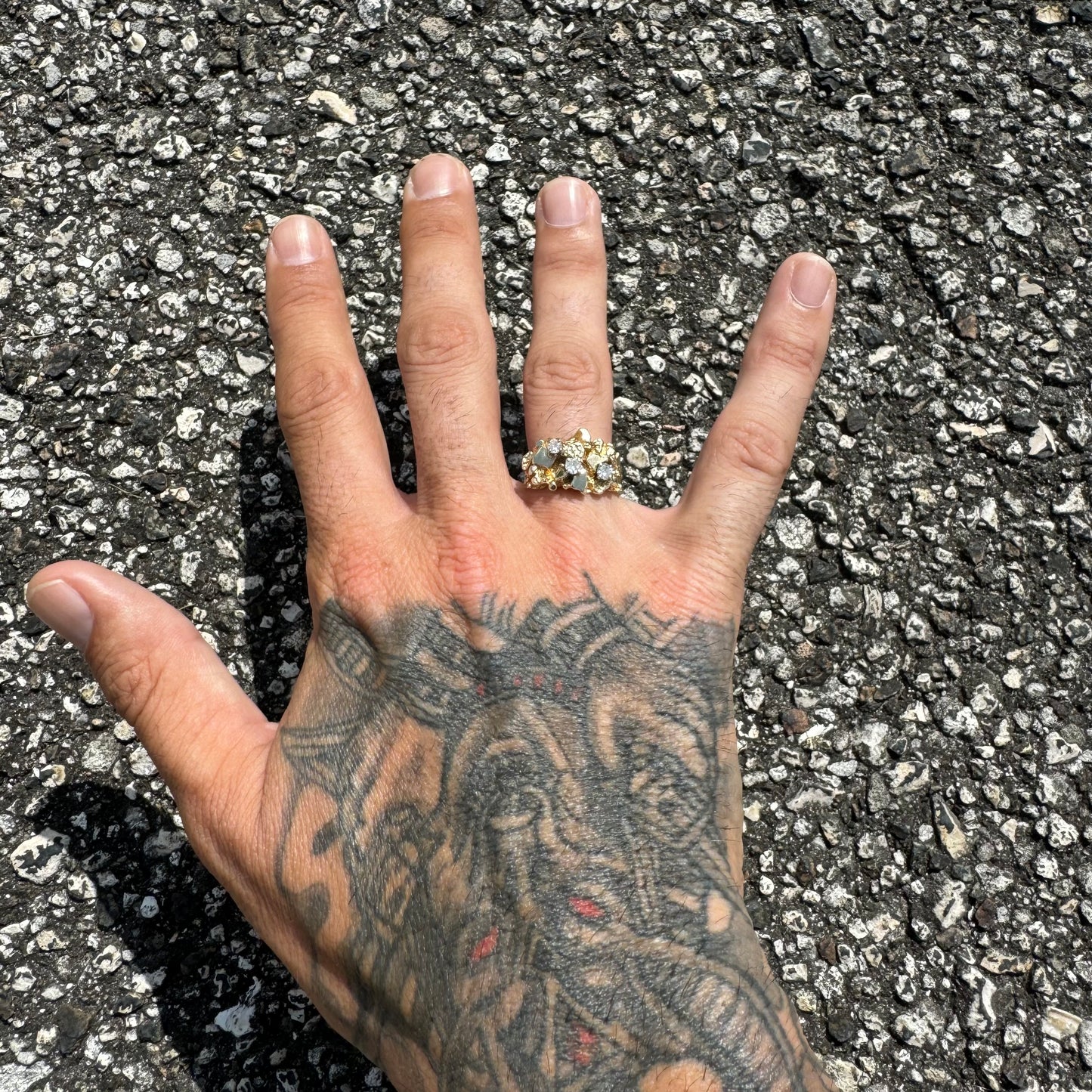 1980’s Solid Backed Custom Set .50Ctw Natural Diamond Nugget Ring (8.5)