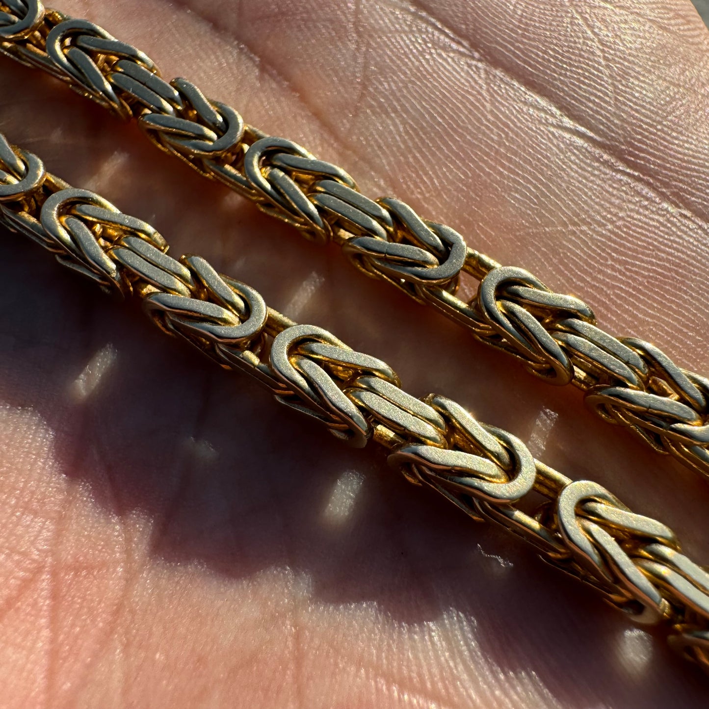Vintage Sold 14k Yellow Gold Heavyweight Classic Byzantine Link Necklace (19”)