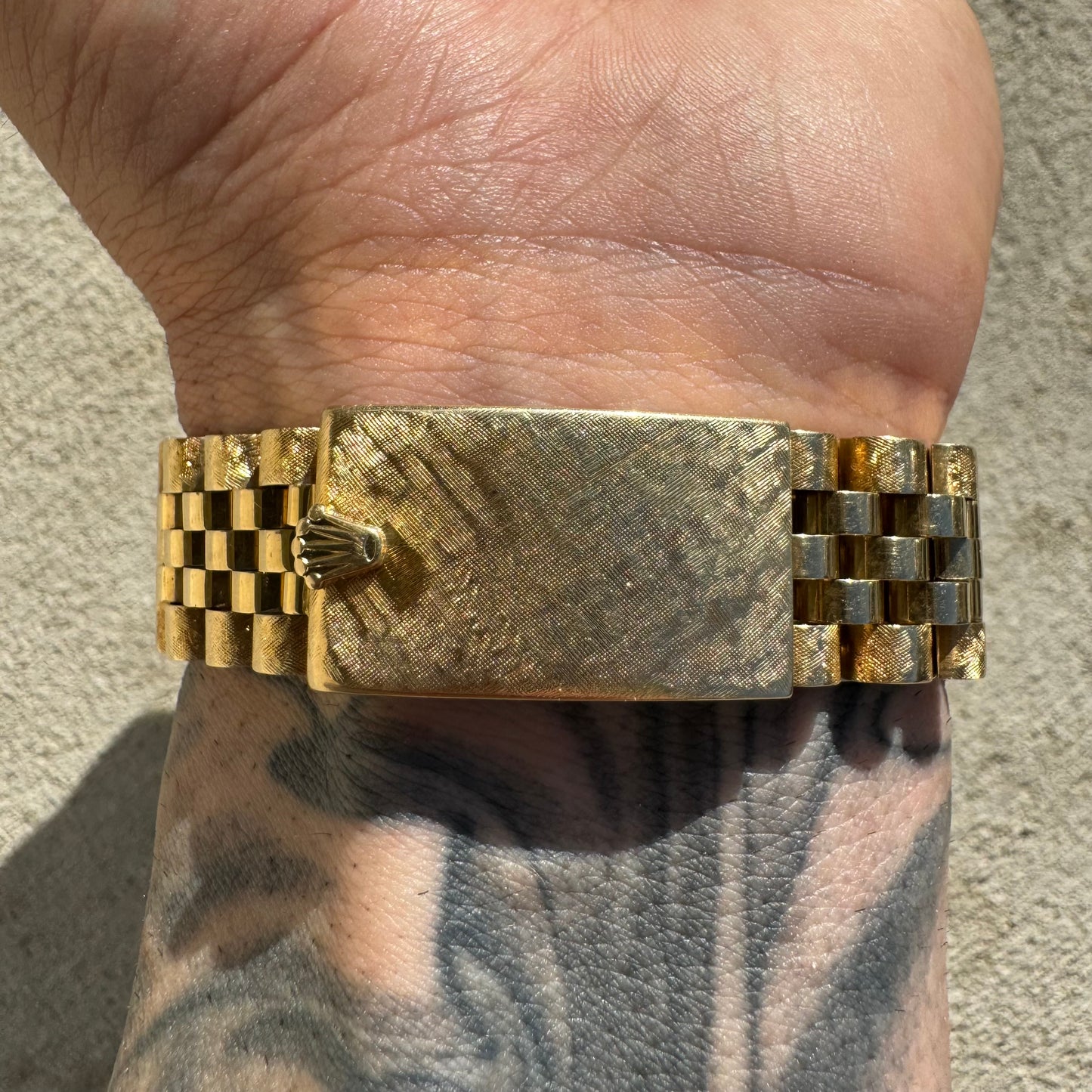 1966 Rolex Oyster Perpetual Date Ref. 1503 Florentine Finish 14k Gold (7.5”/34mm)
