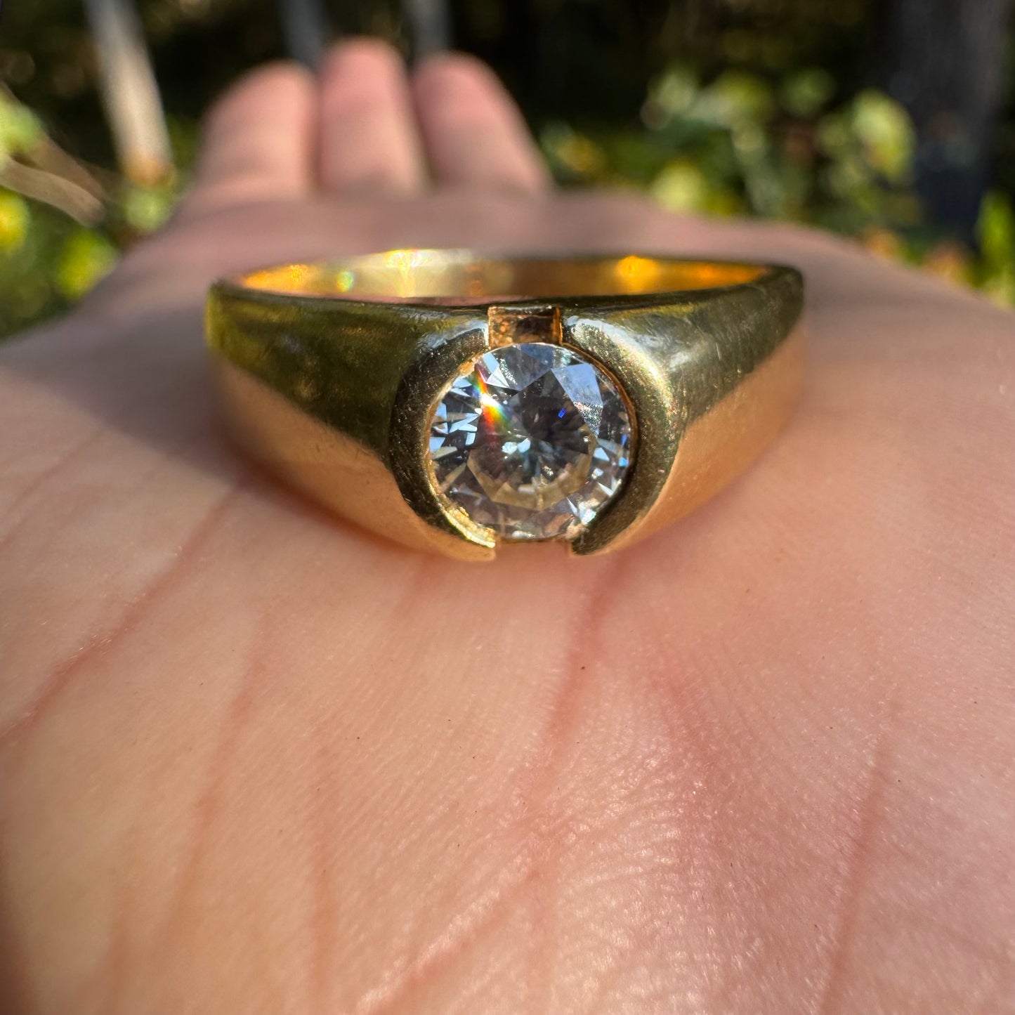 Vintage Solid 14k Yellow Gold .75ct Natural VS1 Diamond Gypsy Ring (13)