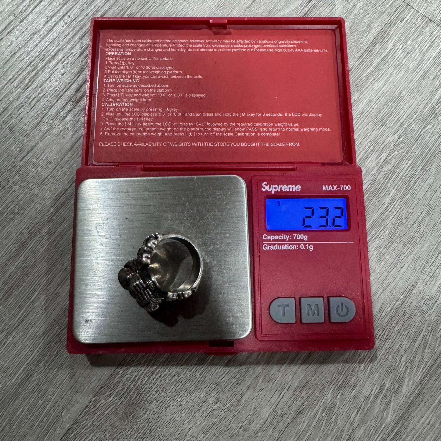 Heavyweight Sterling/.925 See,Speak,Hear No Evil Skull Ring (7.5)