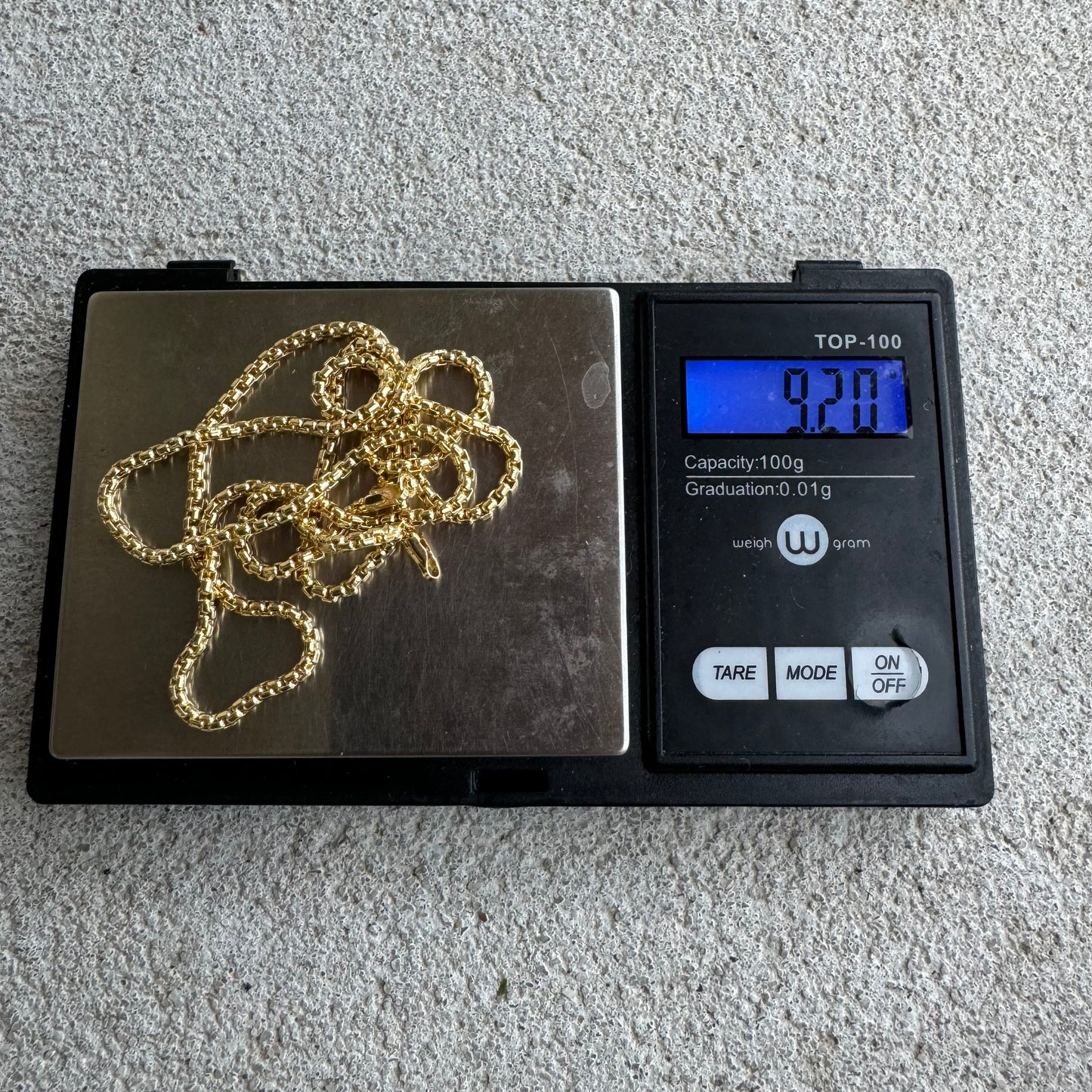 Brand New 14k Italian Yellow Gold Rounded Box Link Necklace (24”)