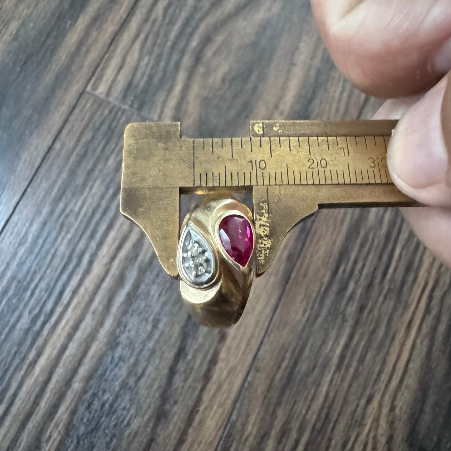 Vintage Solid 14k Yellow Gold Natural Diamond Pink Spinel Tony Soprano Pinky Ring (9.5)