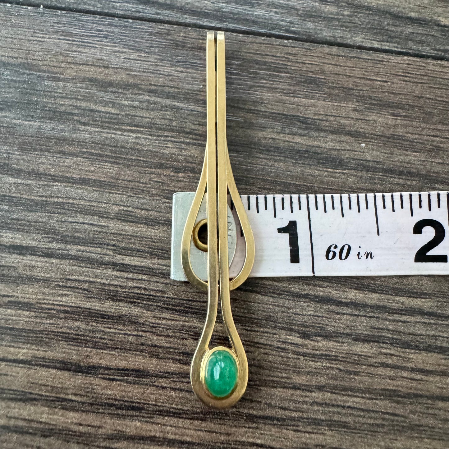 Mid-Century Tiffany & Co. Solid 14k Yellow Gold Natural Emerald Cabochon Pendant & Moneyclip