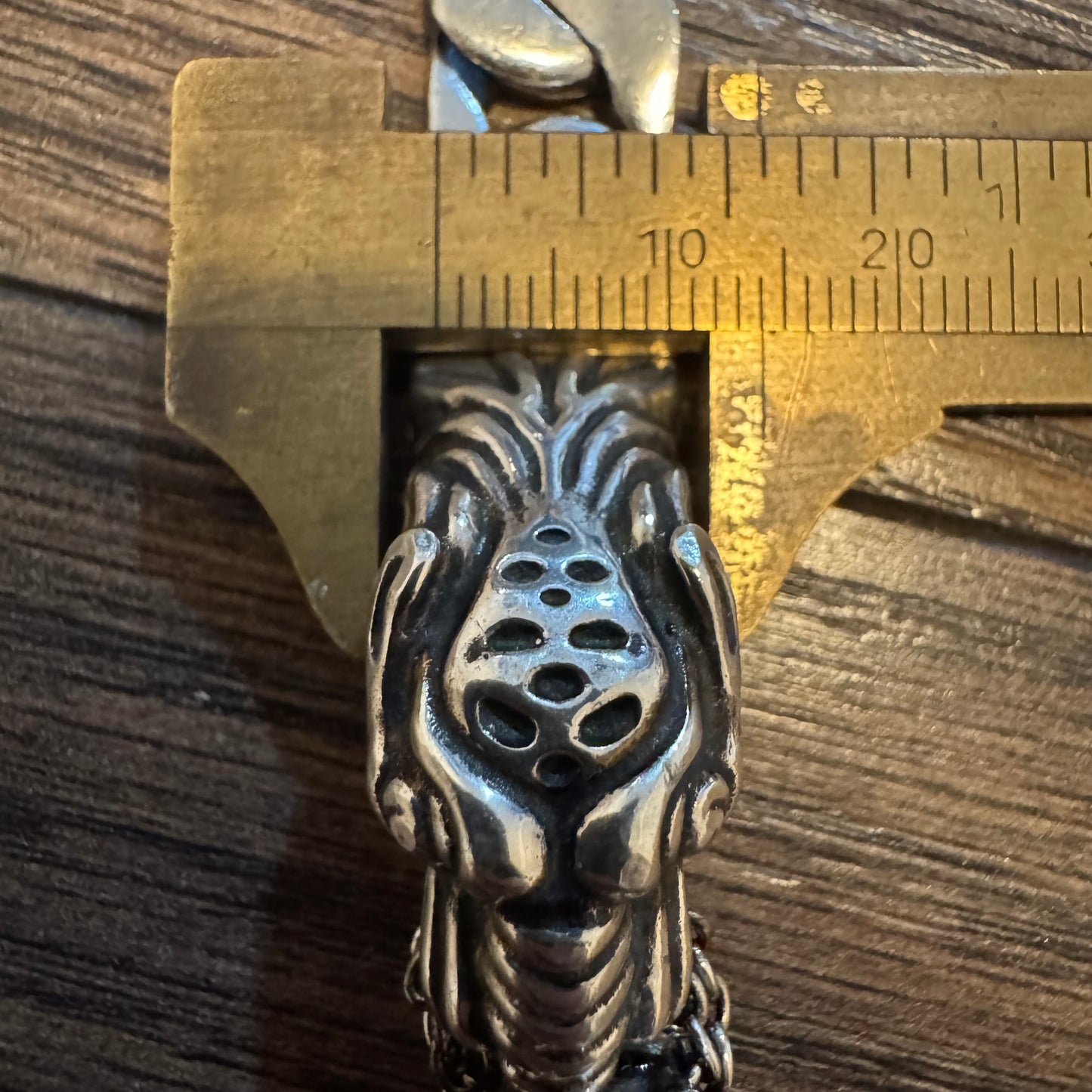 Gucci Solid Sterling/.925 Double Tiger Cuban Link Bracelet (Size:16/6.75”)