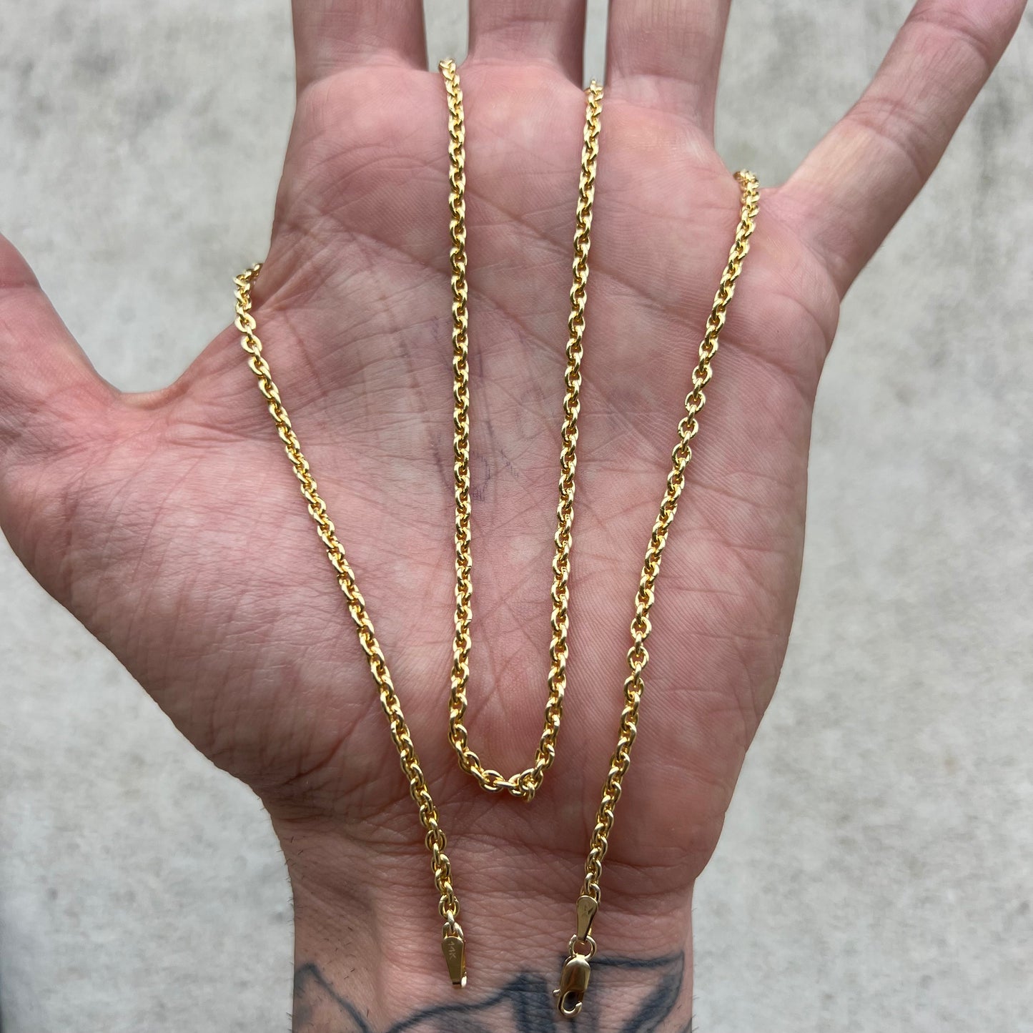 Solid 14k Yellow Gold Heavy Cable Chain Link Necklace (22”)