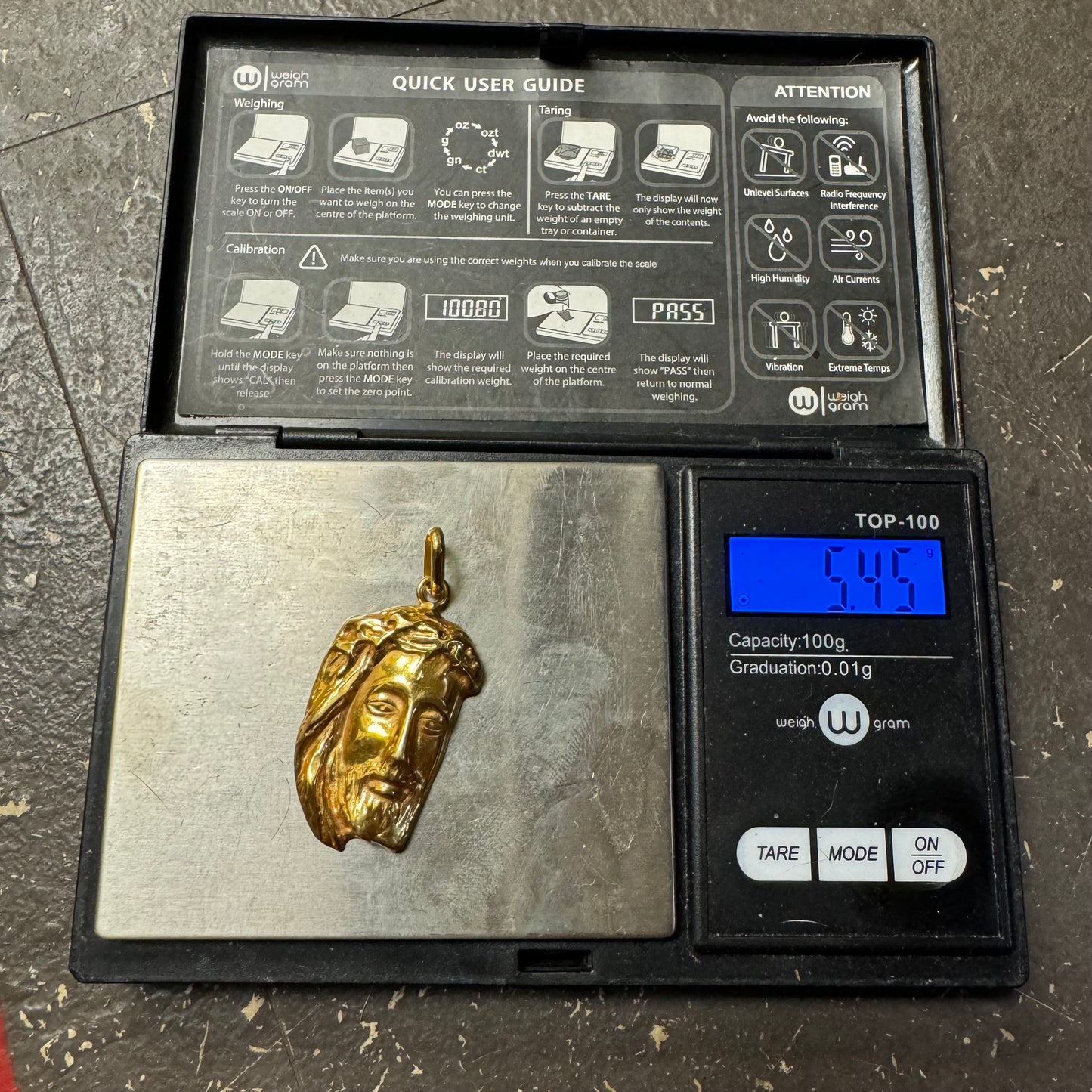 Vintage Solid 18k Italian Yellow Gold Diamondcut Suffering Jesus Piece