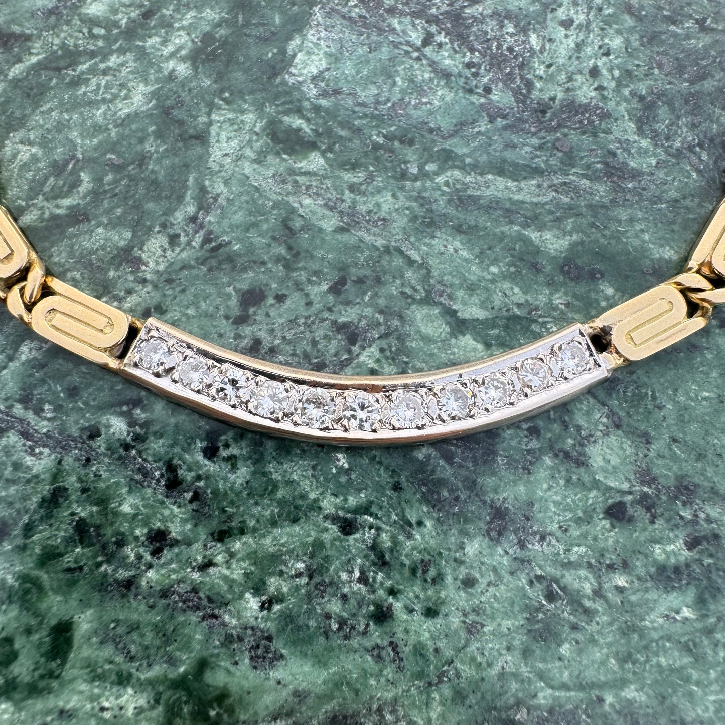 Vintage Custom Made 2.75ctw Natural Diamond 14k Gold Heavyweight Snail Link Necklace (15.75”)