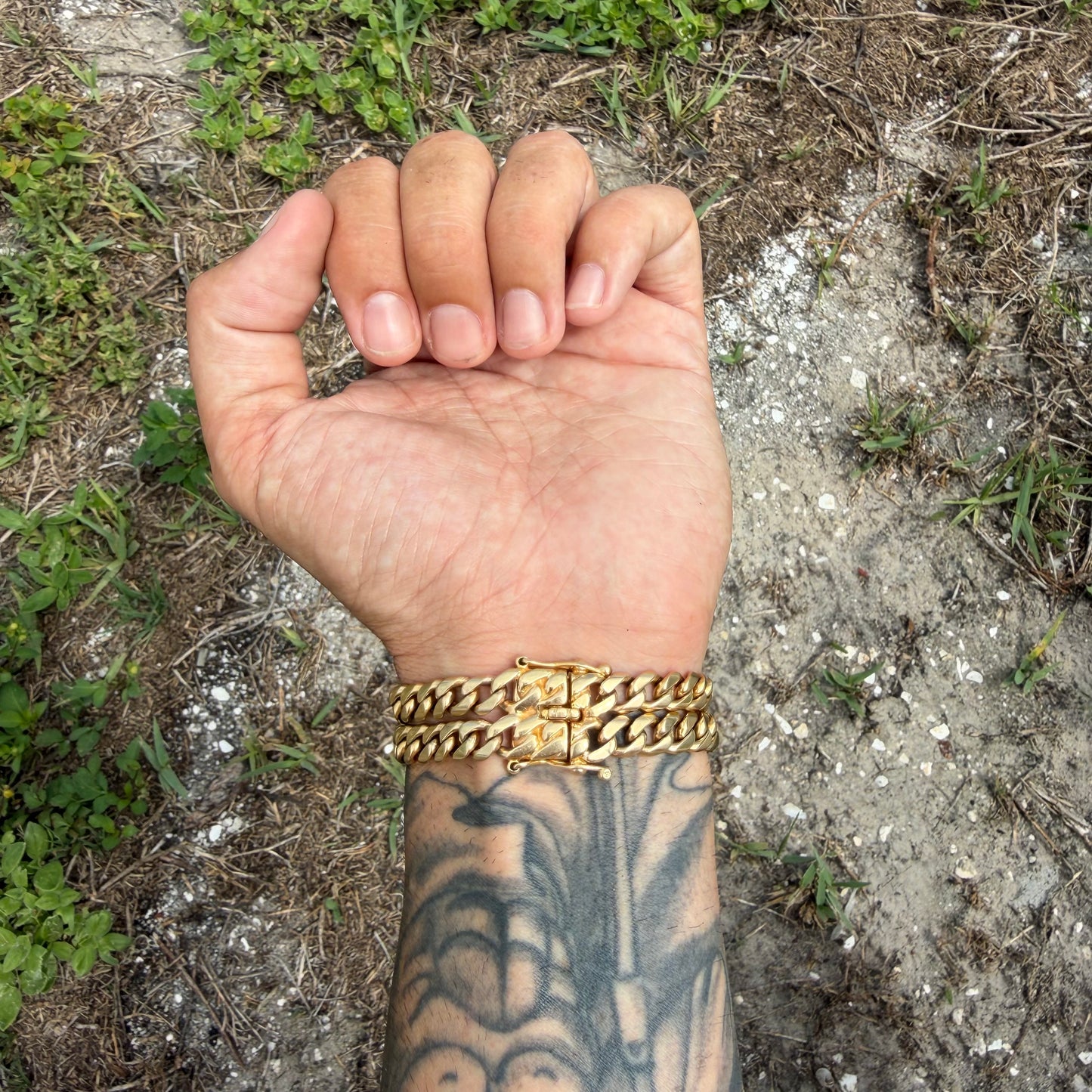 Vintage Solid 18k Yellow Gold Custom Made Heavyweight Harley-Davidson Curb Link ID Bracelet (7.25”)