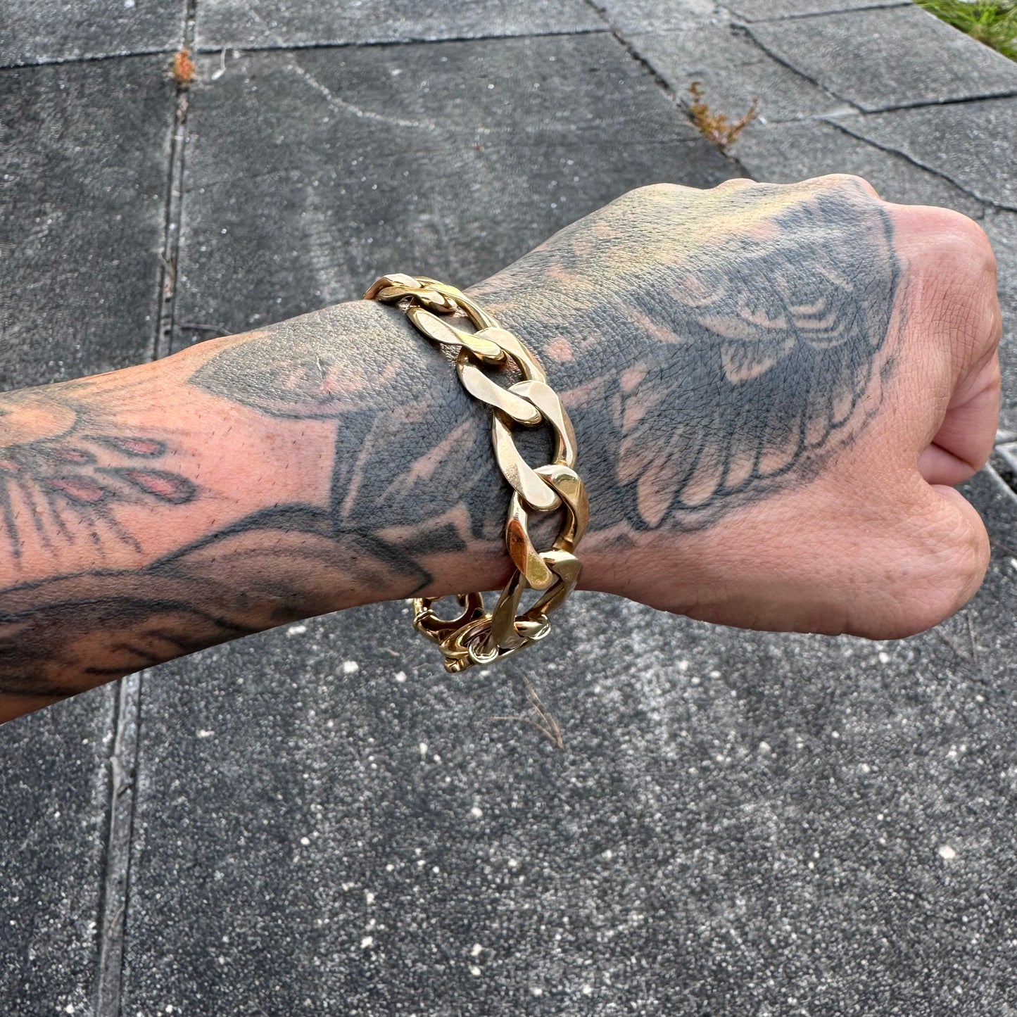 Vintage Solid 14k Yellow Gold Heavyweight Figaro Link Bracelet (8”)