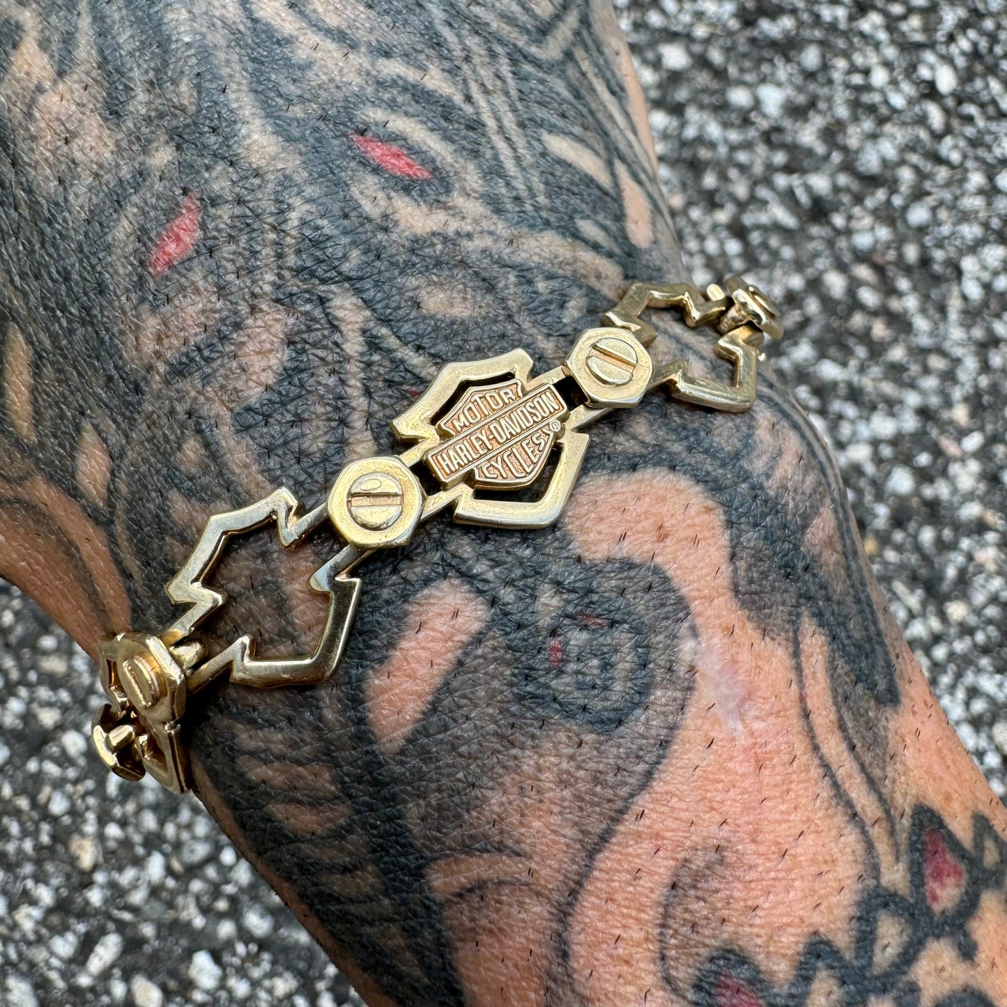Vintage Solid 10k Yellow Gold Officially Licensed Harley-Davidson Bracelet (8.5)”