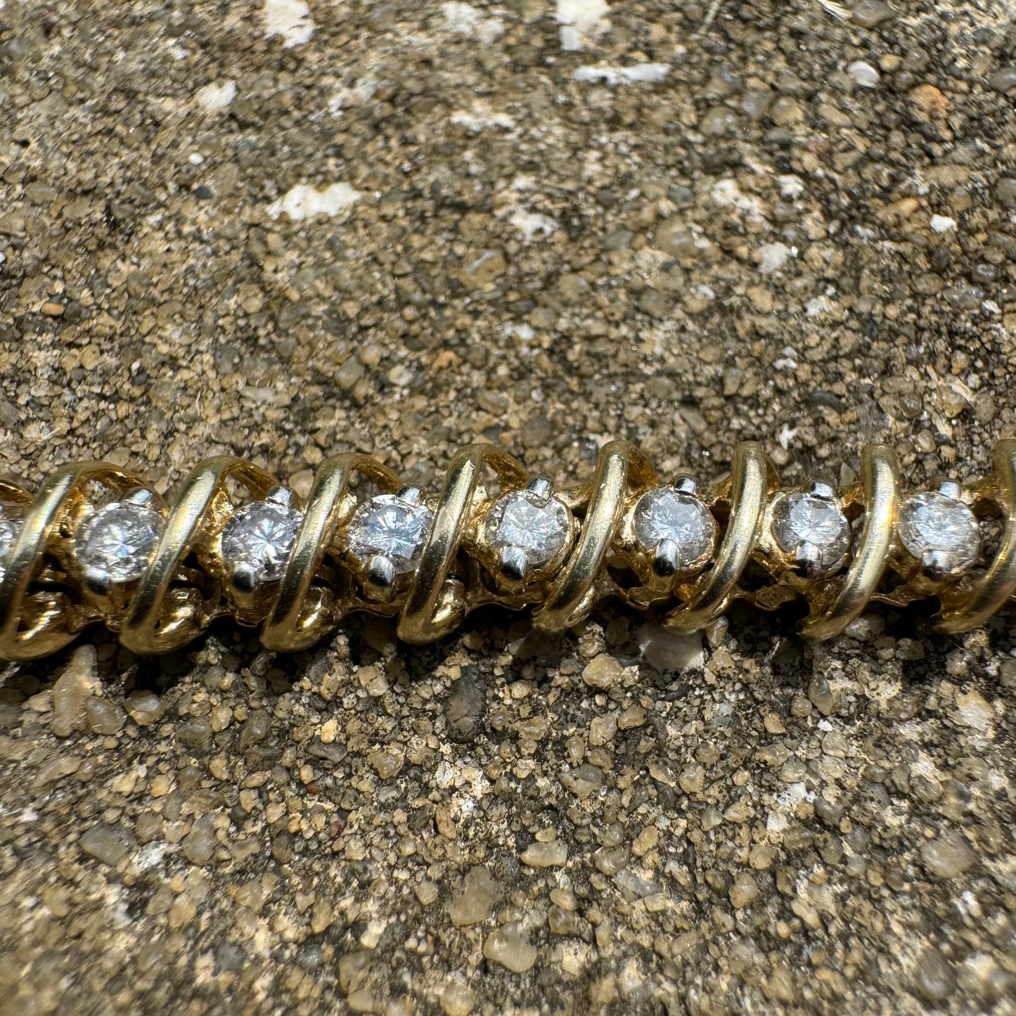 Vintage 3.0CTW Natural Diamond 14k Yellow Gold Tennis Bracelet (7.25”)