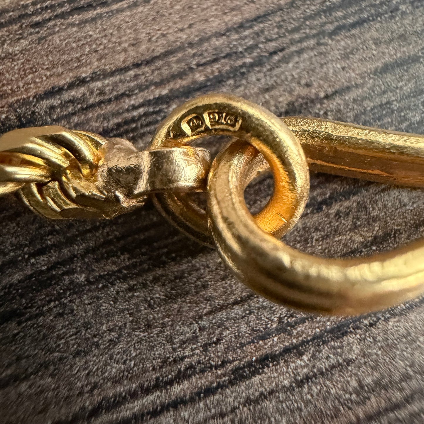 Vintage London Hallmarked Solid 22k Yellow Gold Diamondcut Rope Chain Necklace (18.5”)