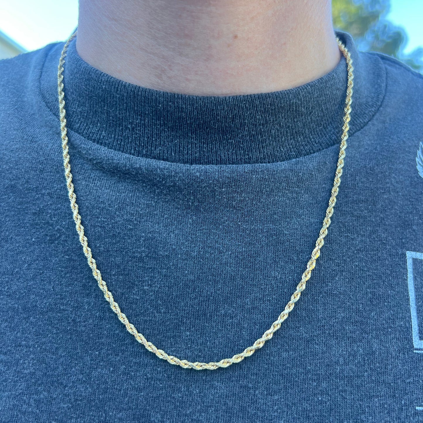 Vintage Solid 14k DiamondCut Rope Chain Necklace (21”)