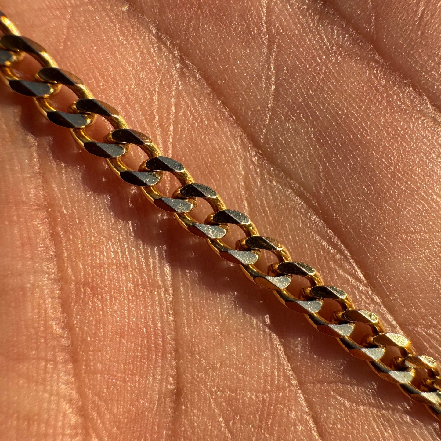 Vintage Solid 14k Yellow Gold Knife Edged Cuban Curb Link Necklace (20.5”)